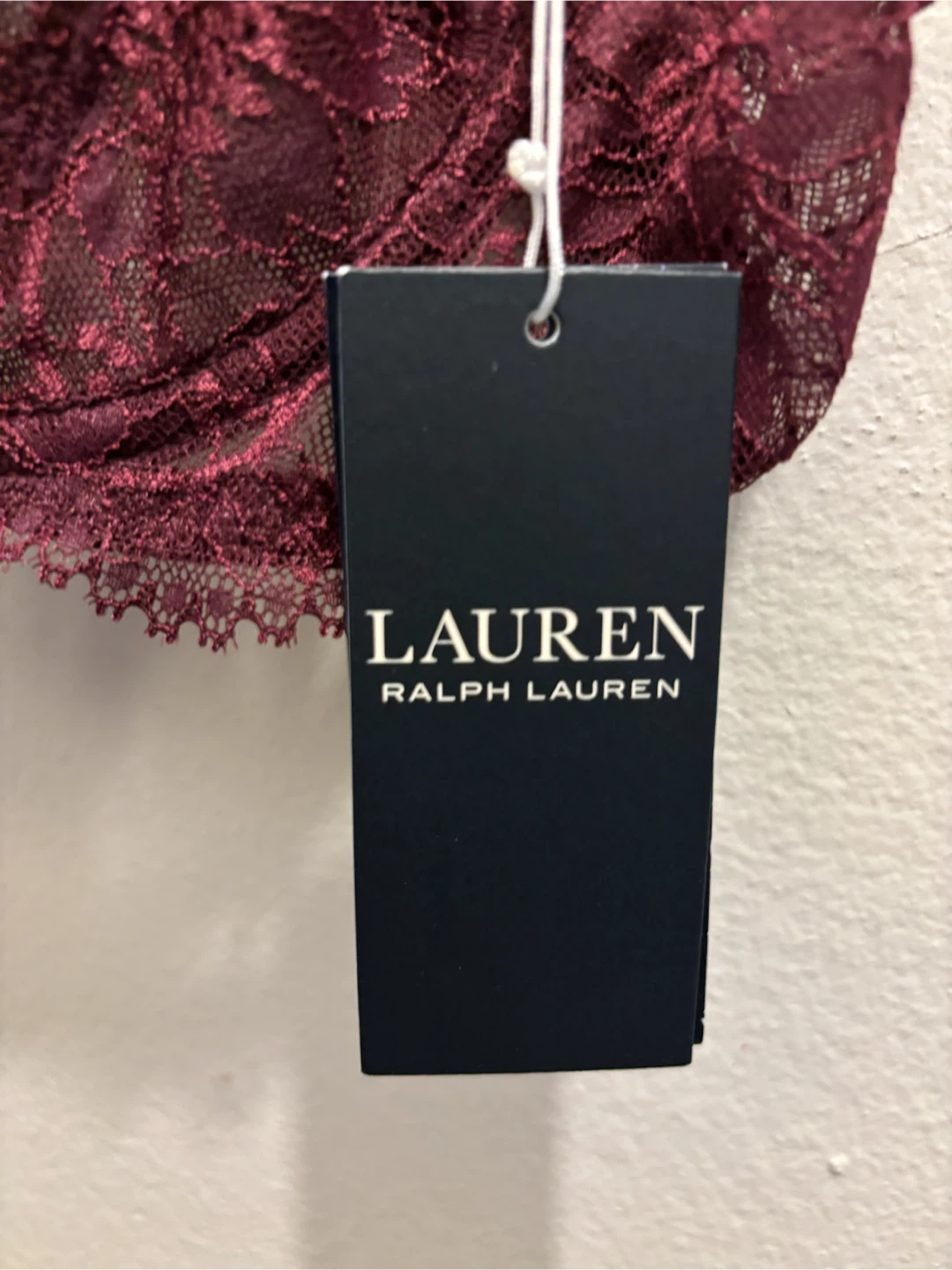 NEW-Lauren Ralph Lauren Lace Bra Burgundy 36A - photo 2