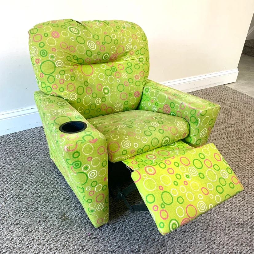 Kids Recliner Chair Green Child Toddler Furniture Cup Holder