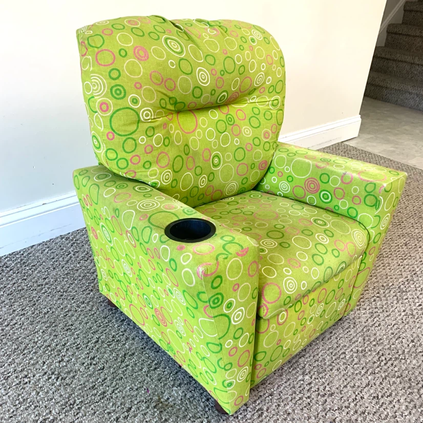 Kids Recliner Chair Green Child Toddler Furniture Cup Holder - photo 4