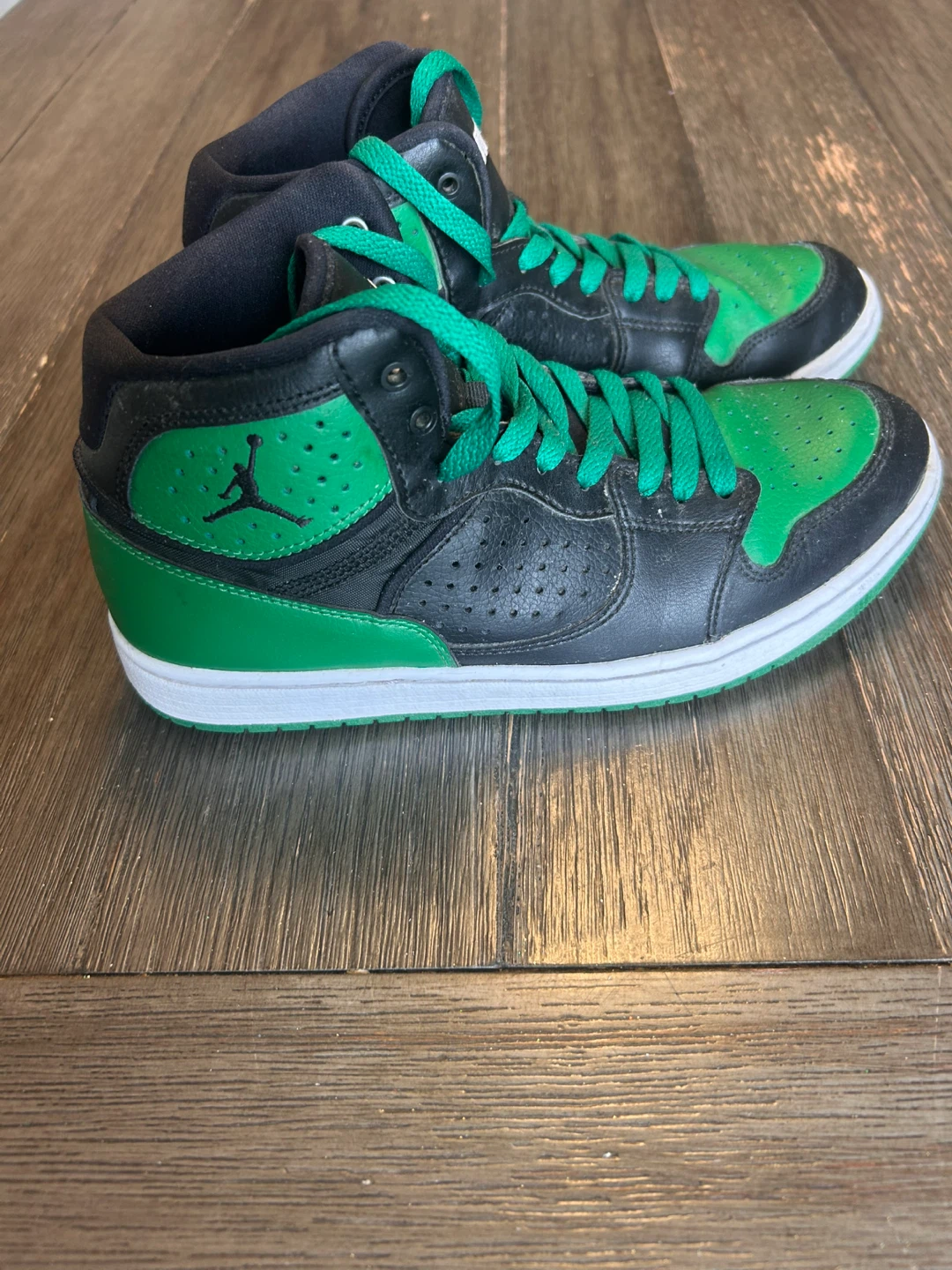 Green and Black Jordan Jumpman High Top Sneakers