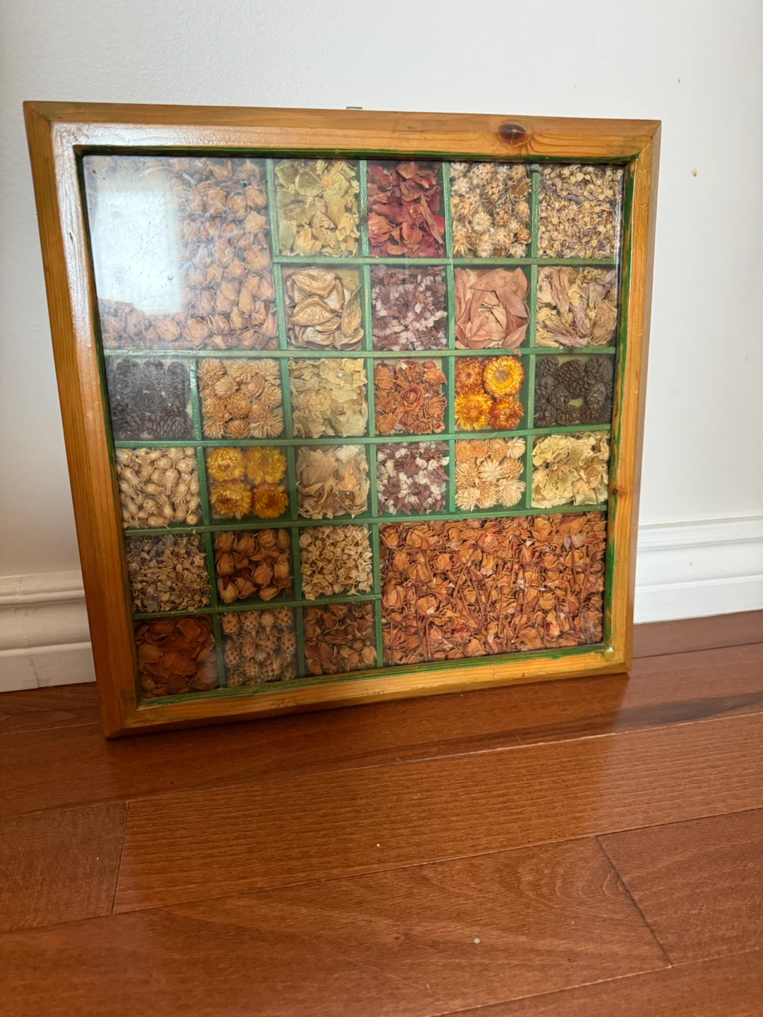 Tray with Dried Flower and Seed Display Art - photo 2
