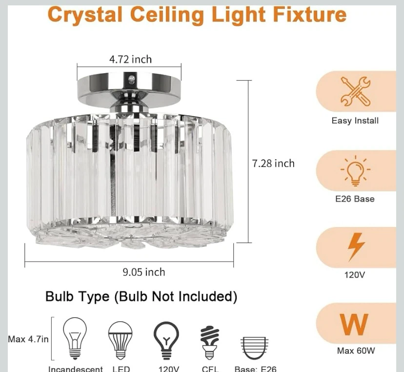 Crystal chandelier ceiling light fixtures New in box - photo 5