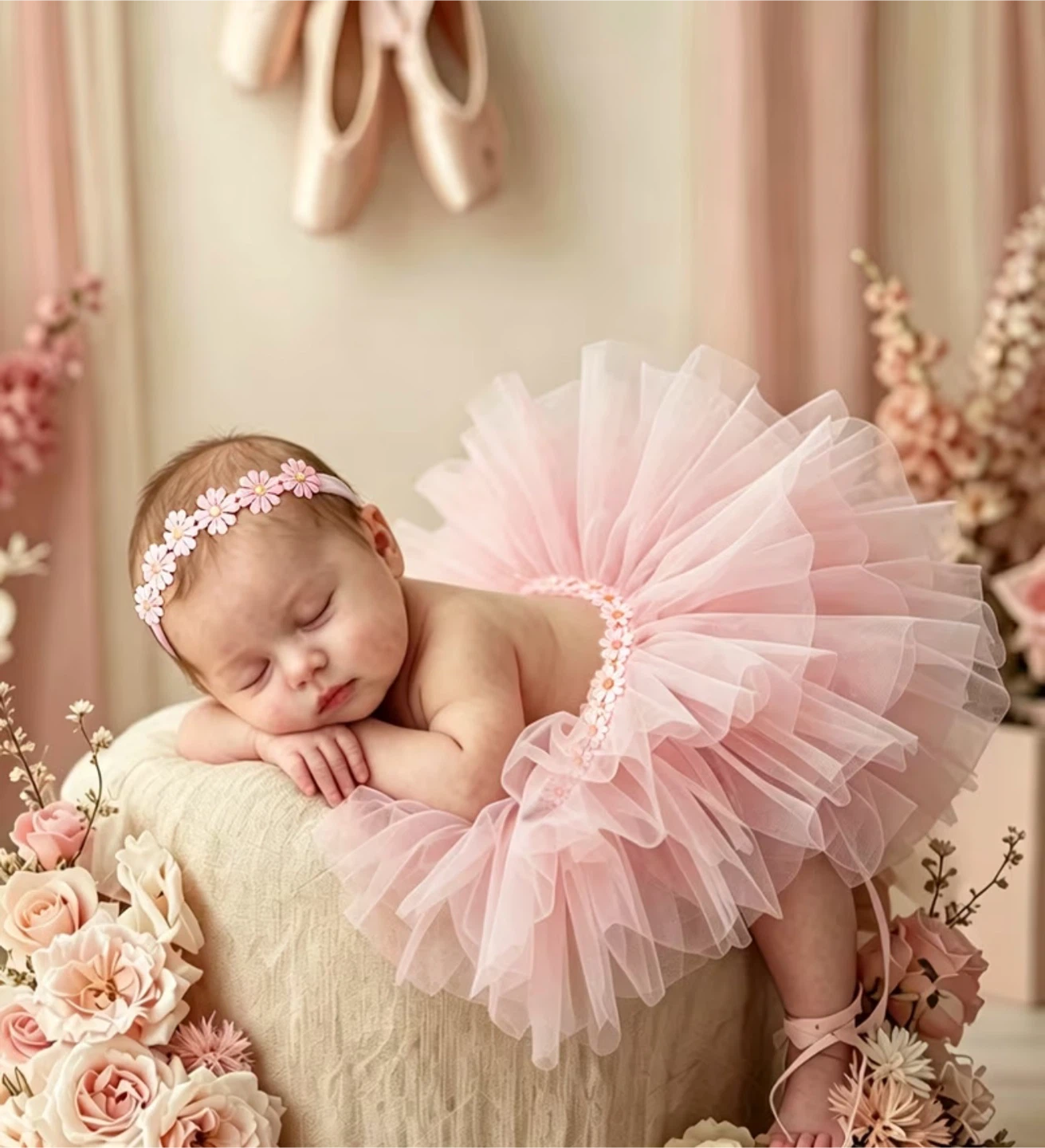 Hot Pink Tulle Tutu Skirt with Flower Headband Set - photo 2