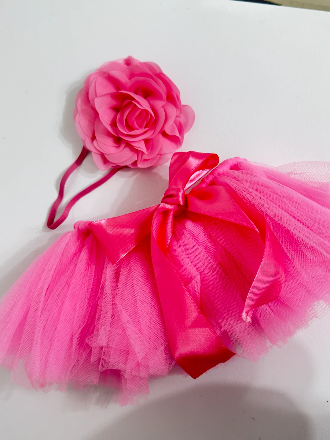 Hot Pink Tulle Tutu Skirt with Flower Headband Set - photo 3