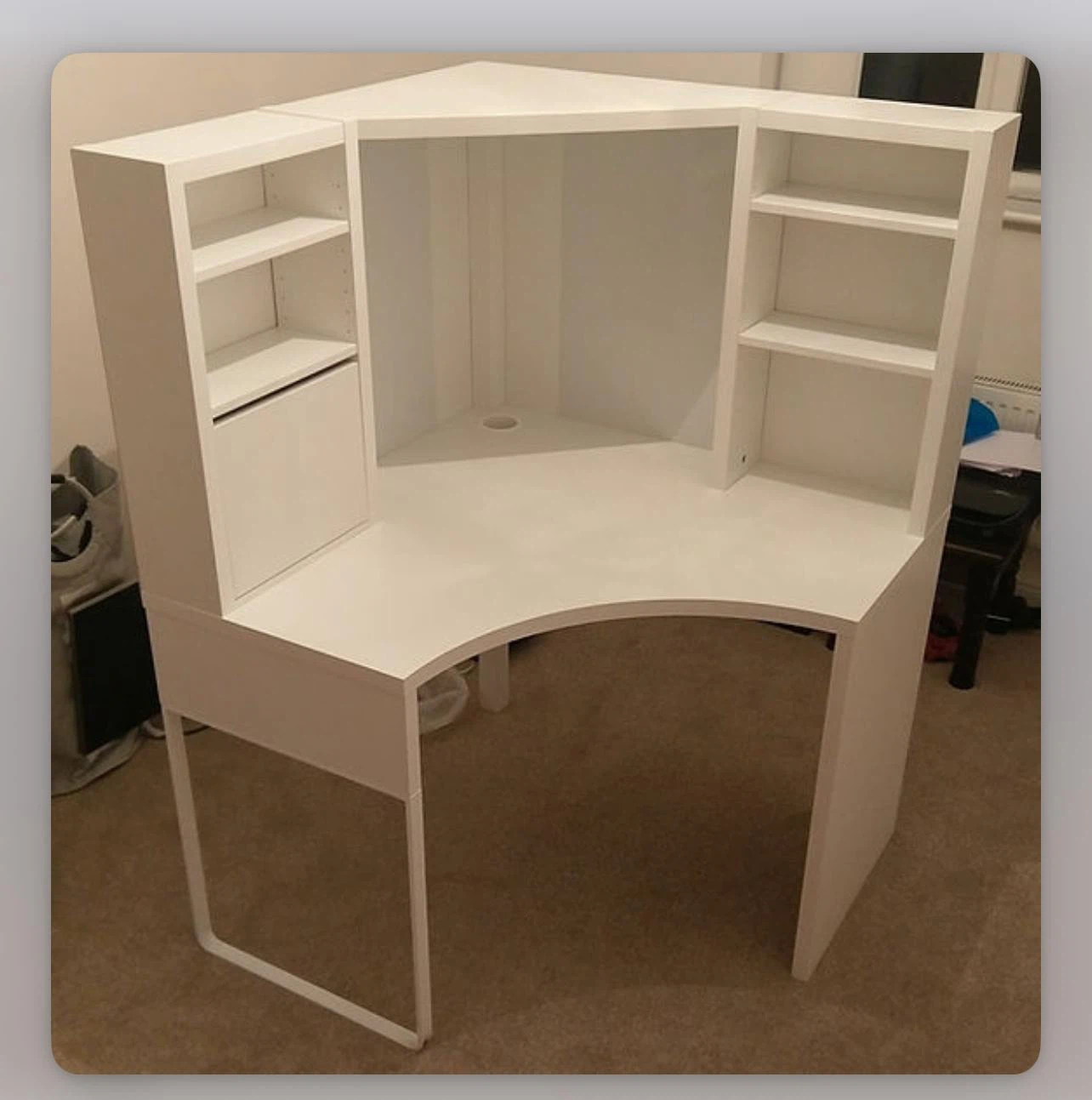 White Corner Desk with Shelving