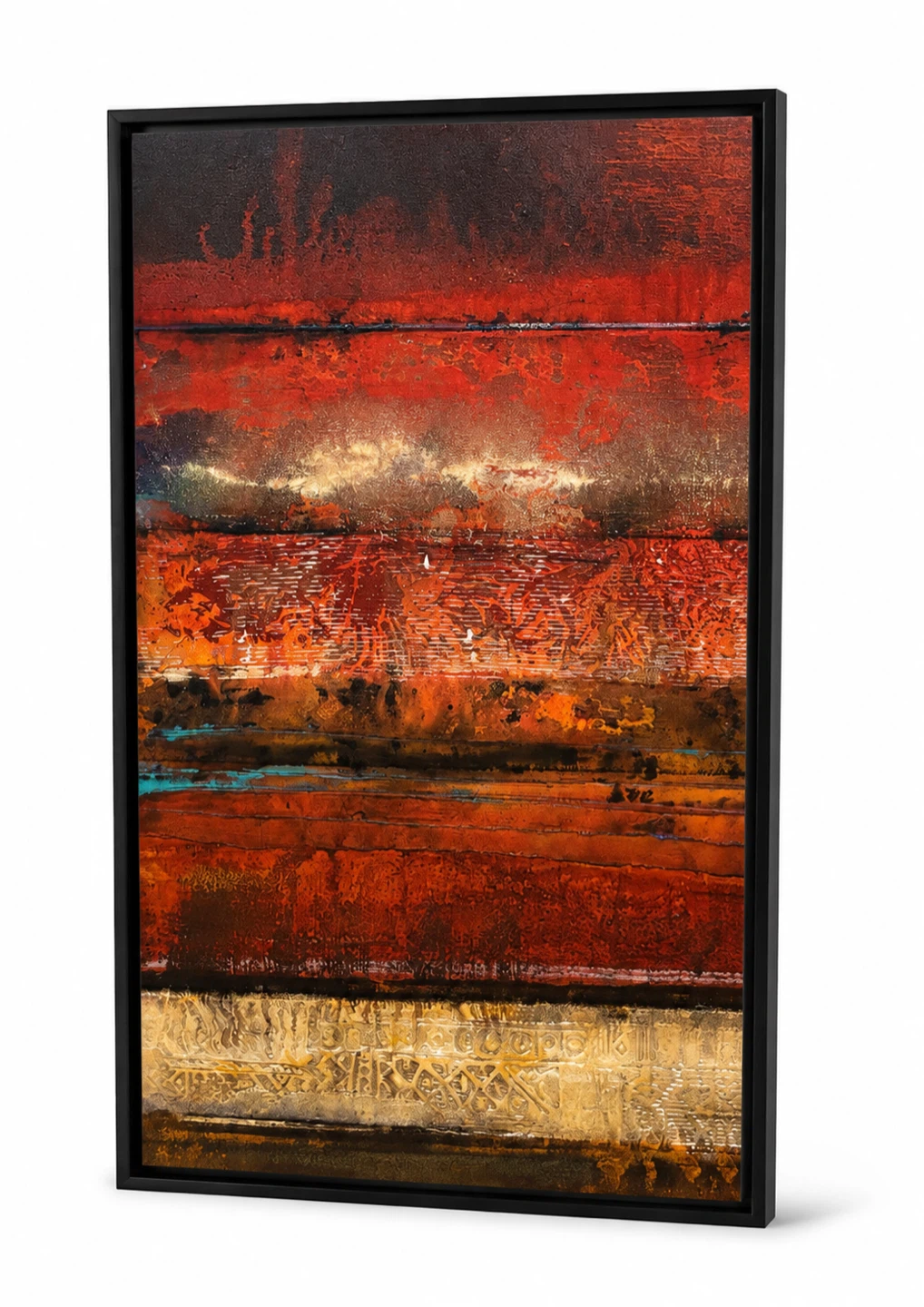 Large Framed Abstract Textured Wall Art – 26” × 50”