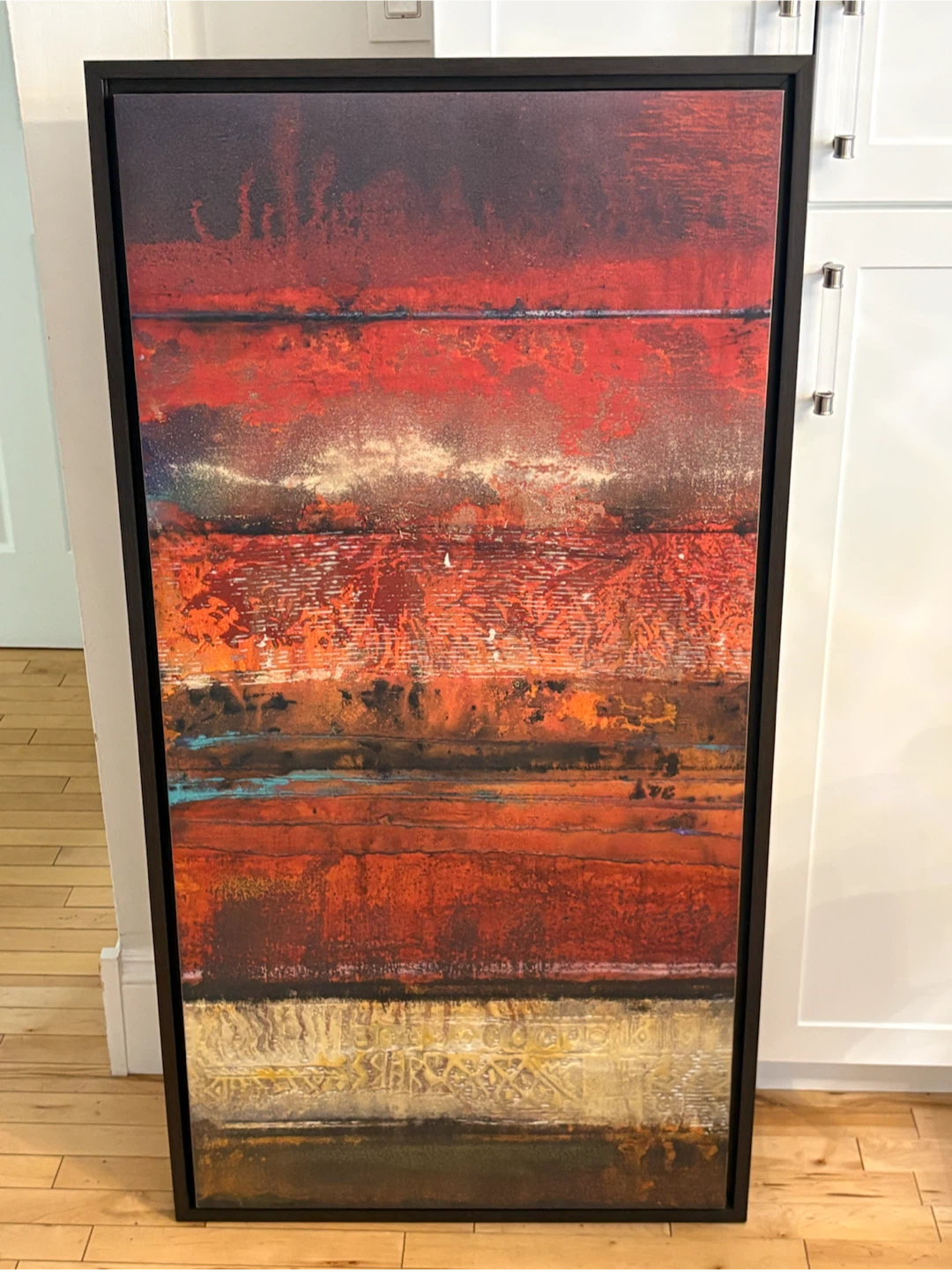 Large Framed Abstract Textured Wall Art – 26” × 50” - photo 3