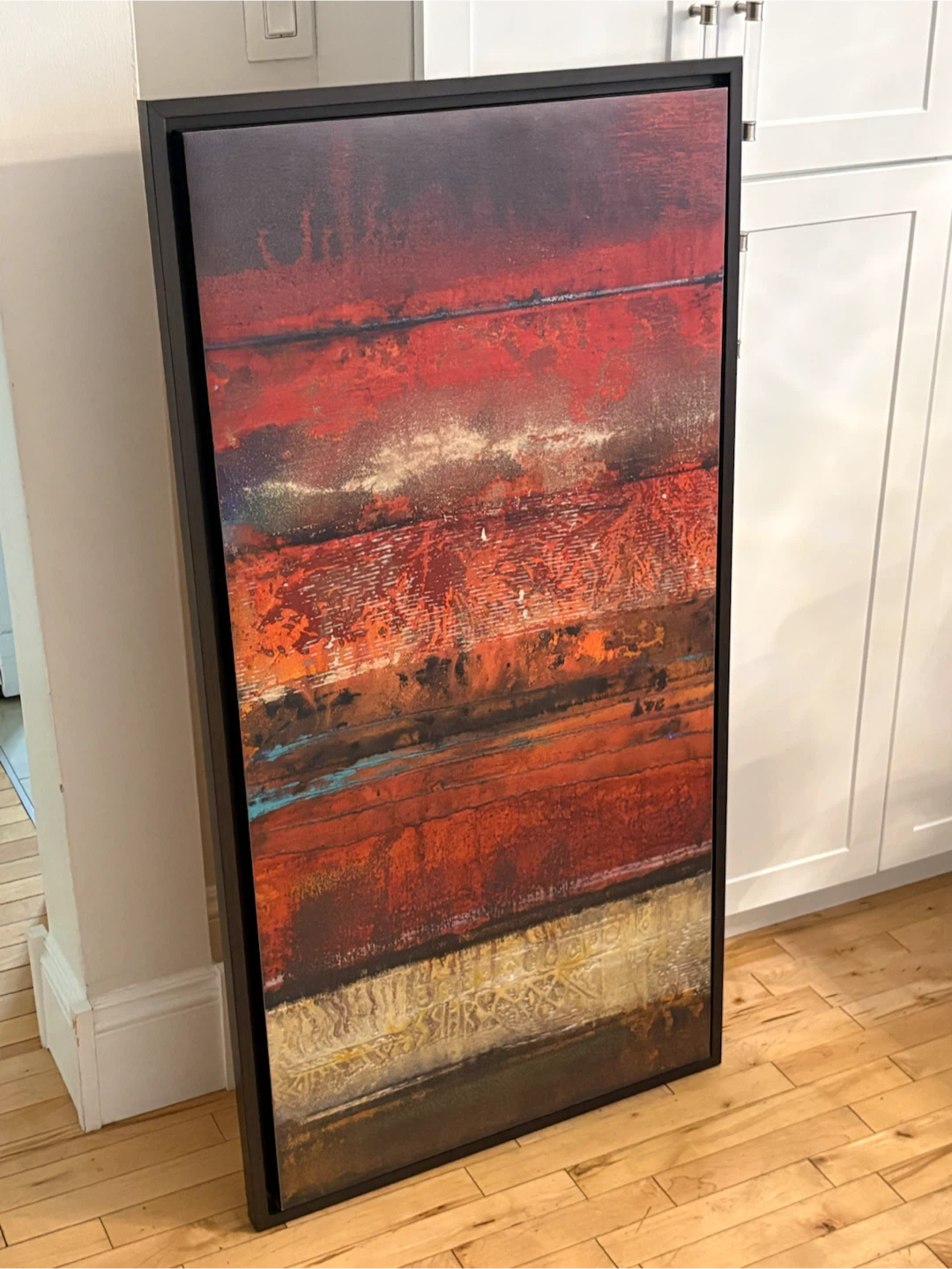 Large Framed Abstract Textured Wall Art – 26” × 50” - photo 4