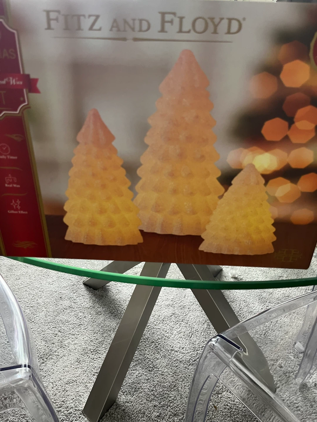 Fitz and Floyd Christmas Tree LED Candles Set