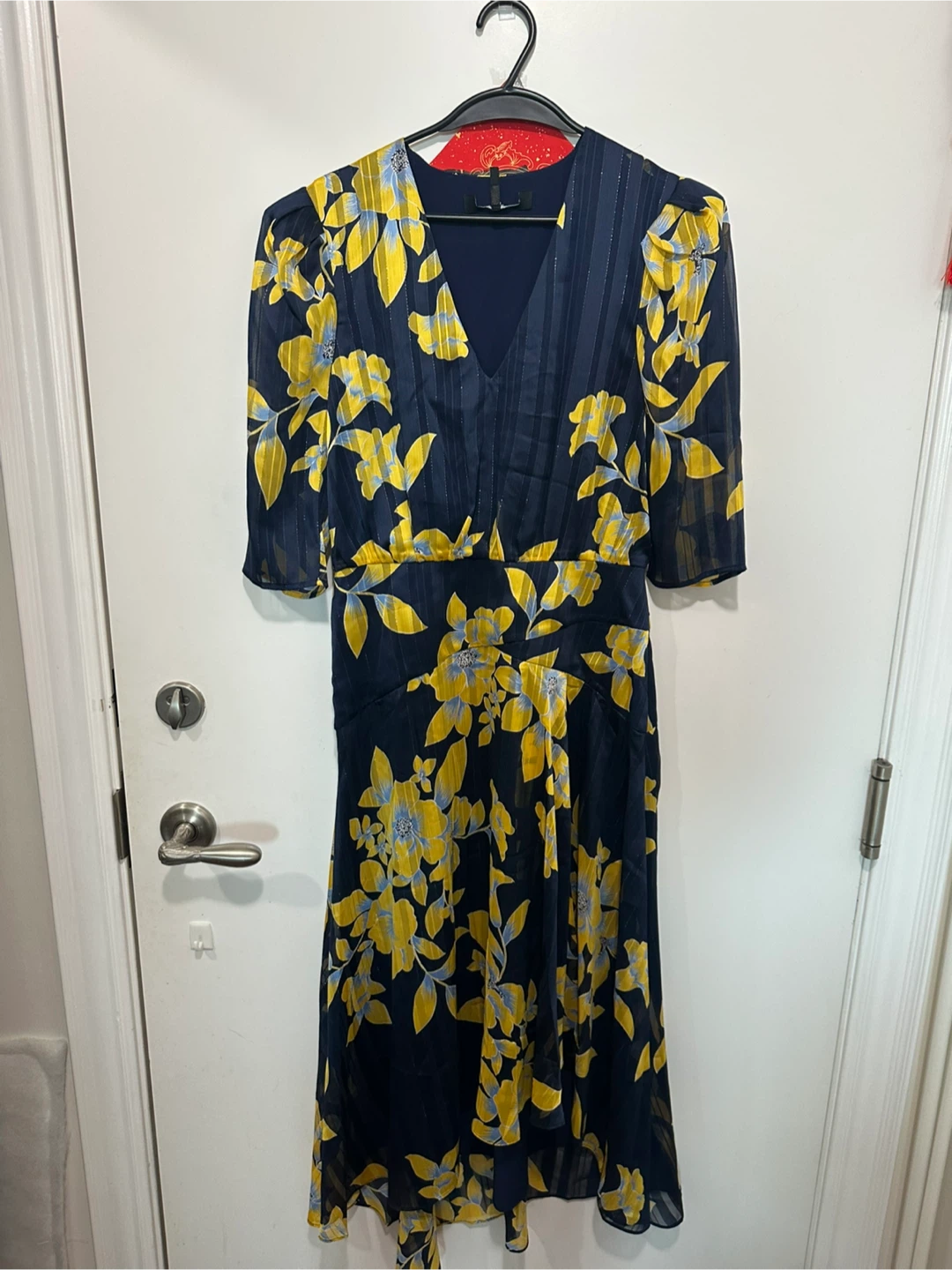 BCBGMAXAZRIA navy blue midi dress