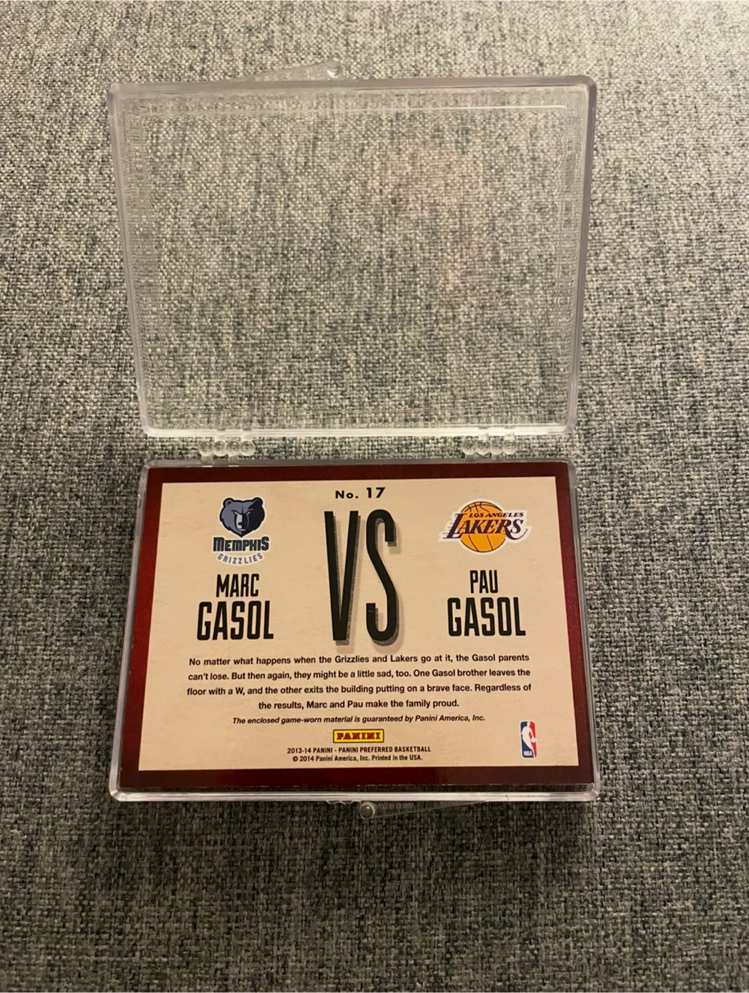 NBA Panini Preferred 2013-2014 Marc Gasol VS Pau Gasol /199 - photo 3