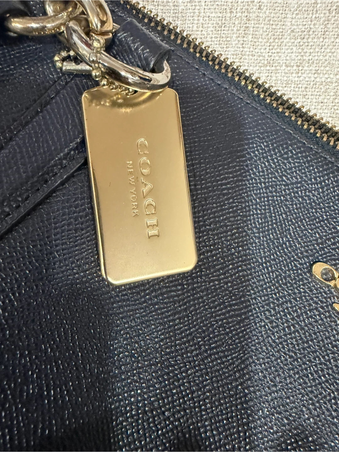 Coach Navy Pebbled Leather Tote Bag - photo 2