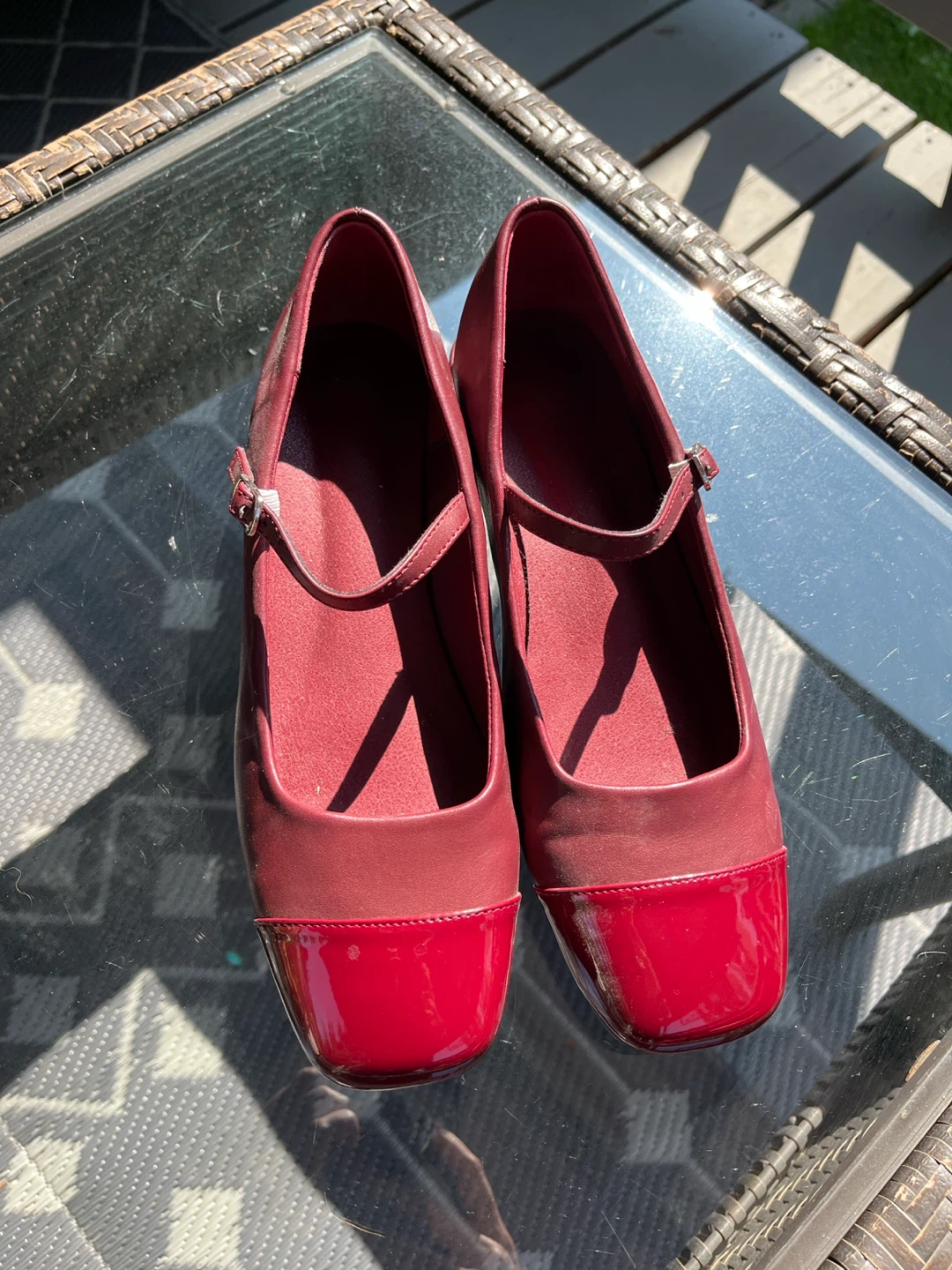 Burgundy Mary Jane Flats