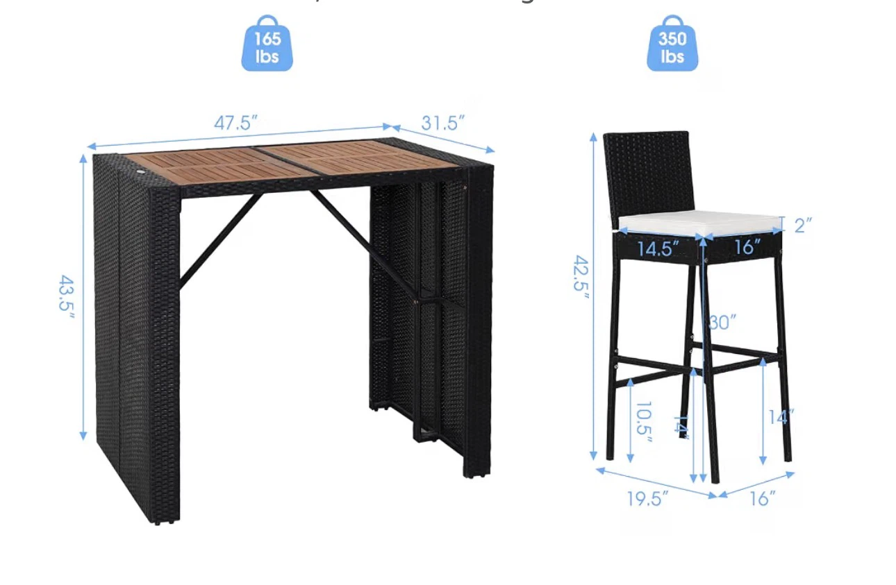 Outdoor Bar Height Dining Set - Table, 4 Chairs + Cover - photo 2
