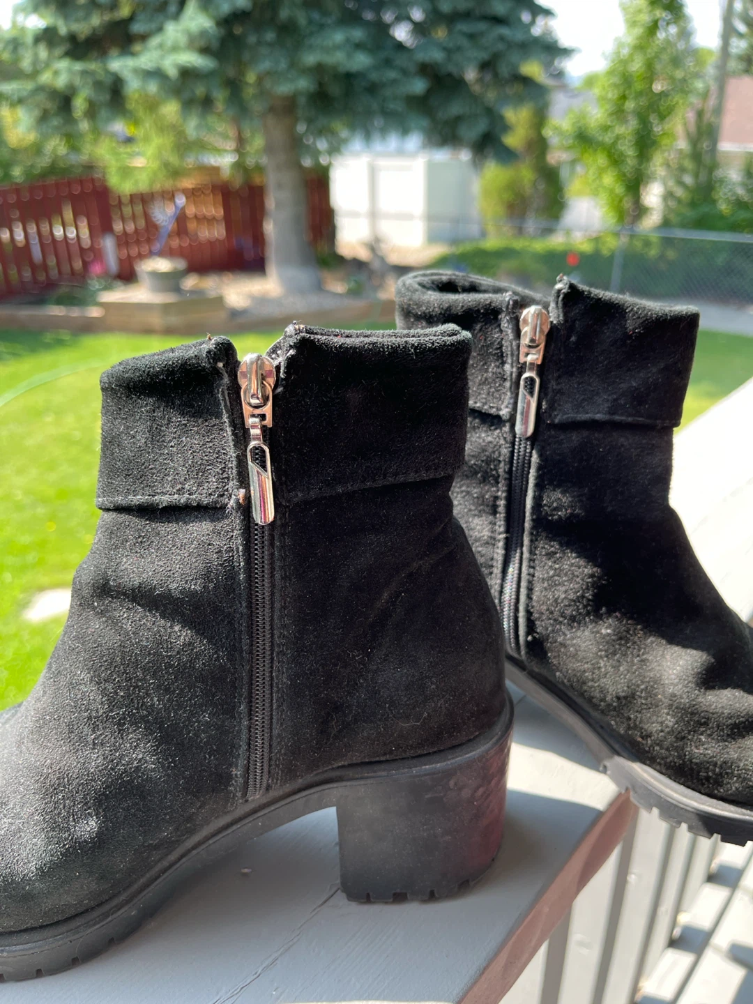 Black Suede Ankle Boots with Tassels - photo 5