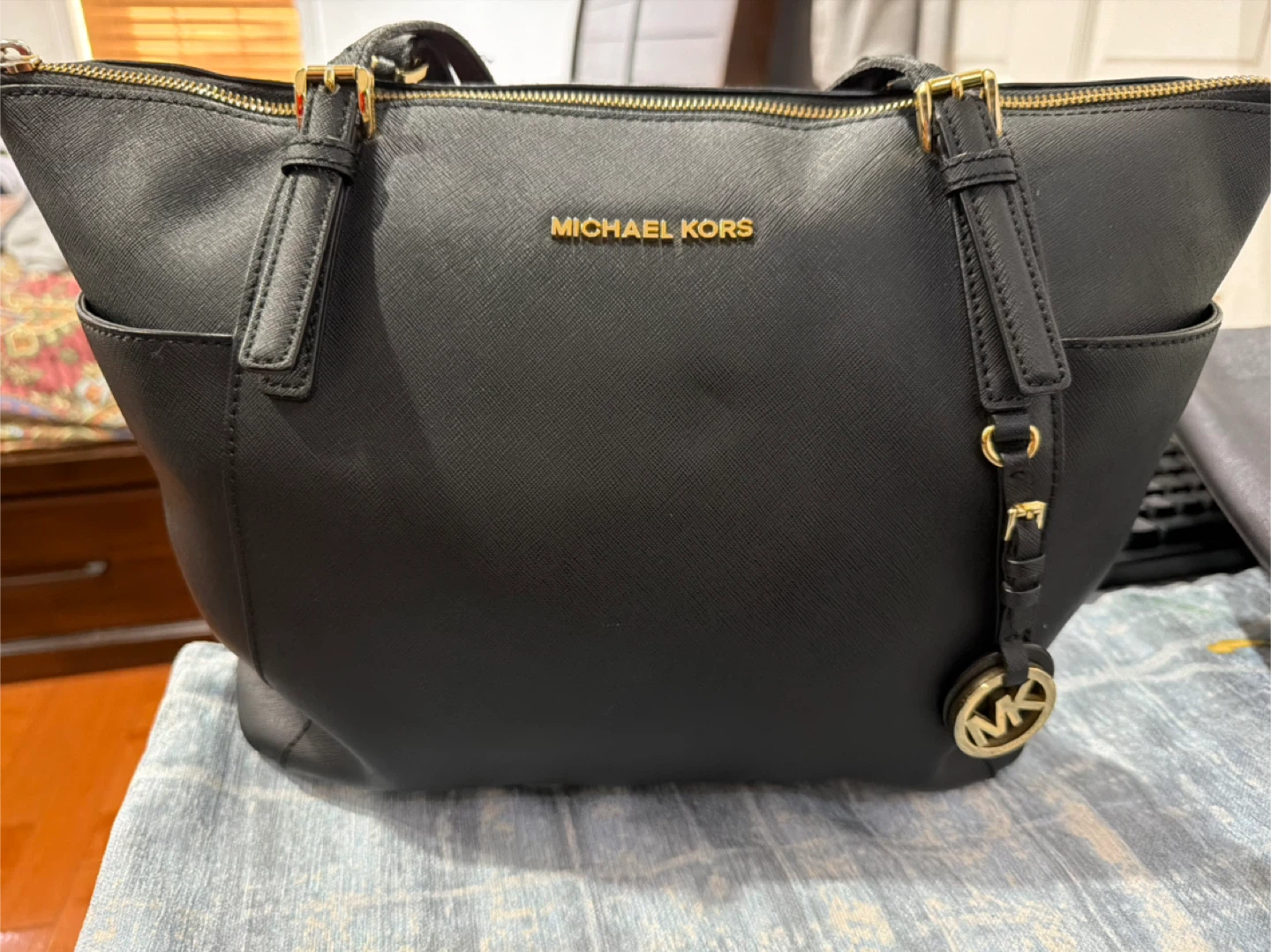 Michael Kors Black Leather Tote Bag