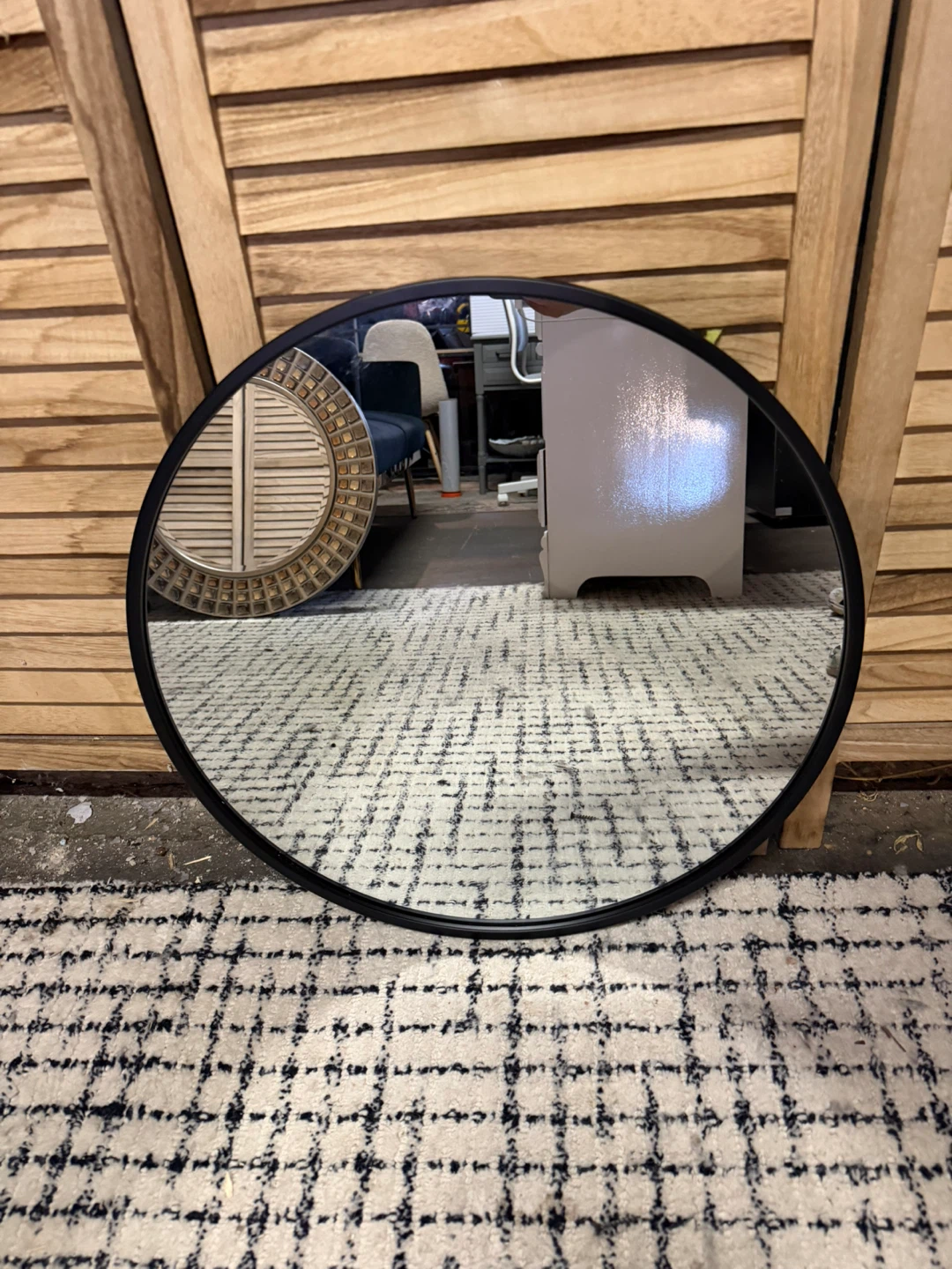 Round Black Framed Mirror