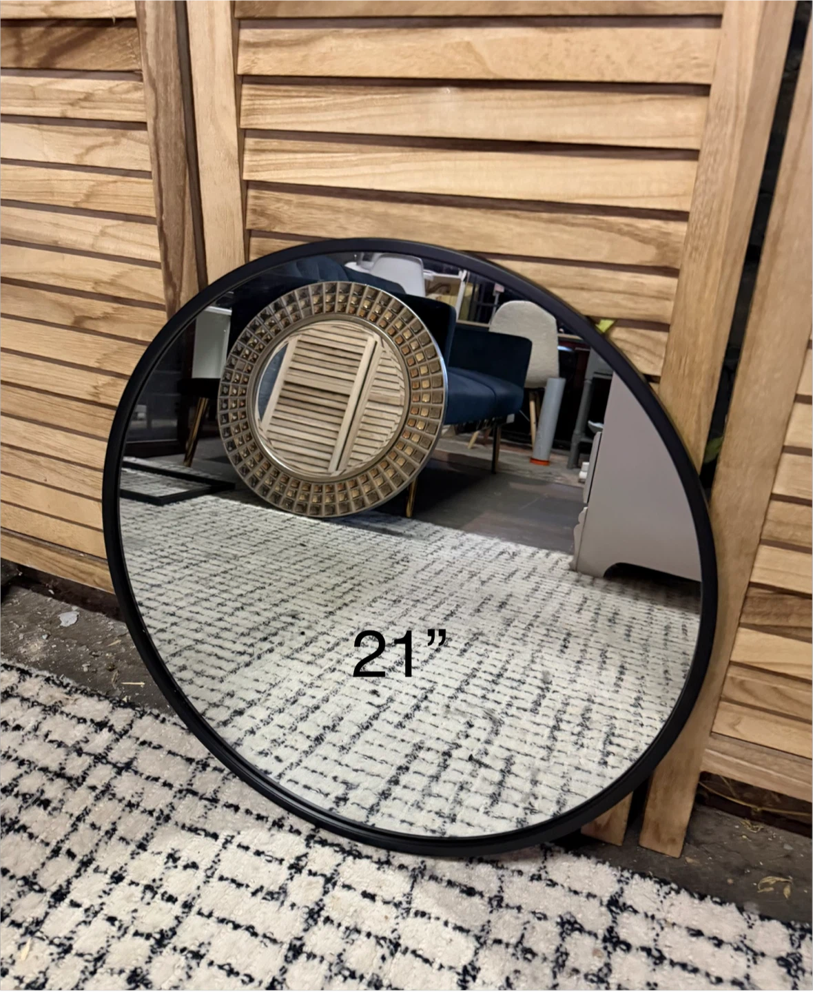 Round Black Framed Mirror - photo 2