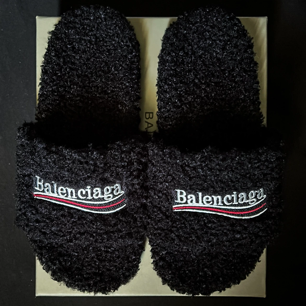 Balenciaga Black Fur Slides (Size 10)