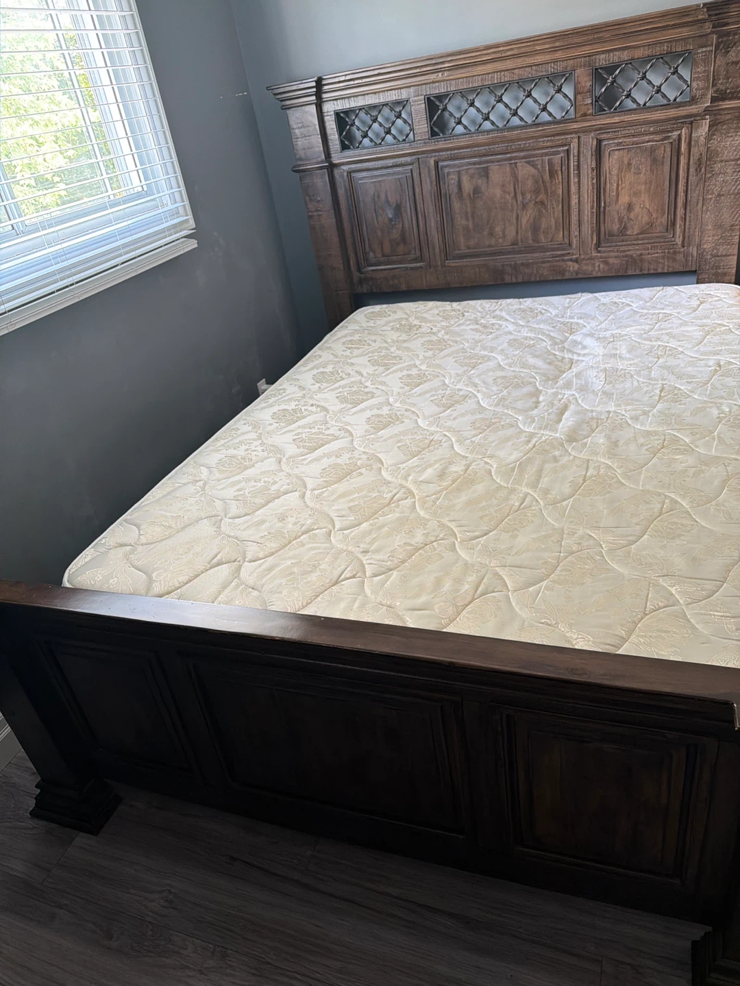 Wooden Bed Frame and Nightstands Set