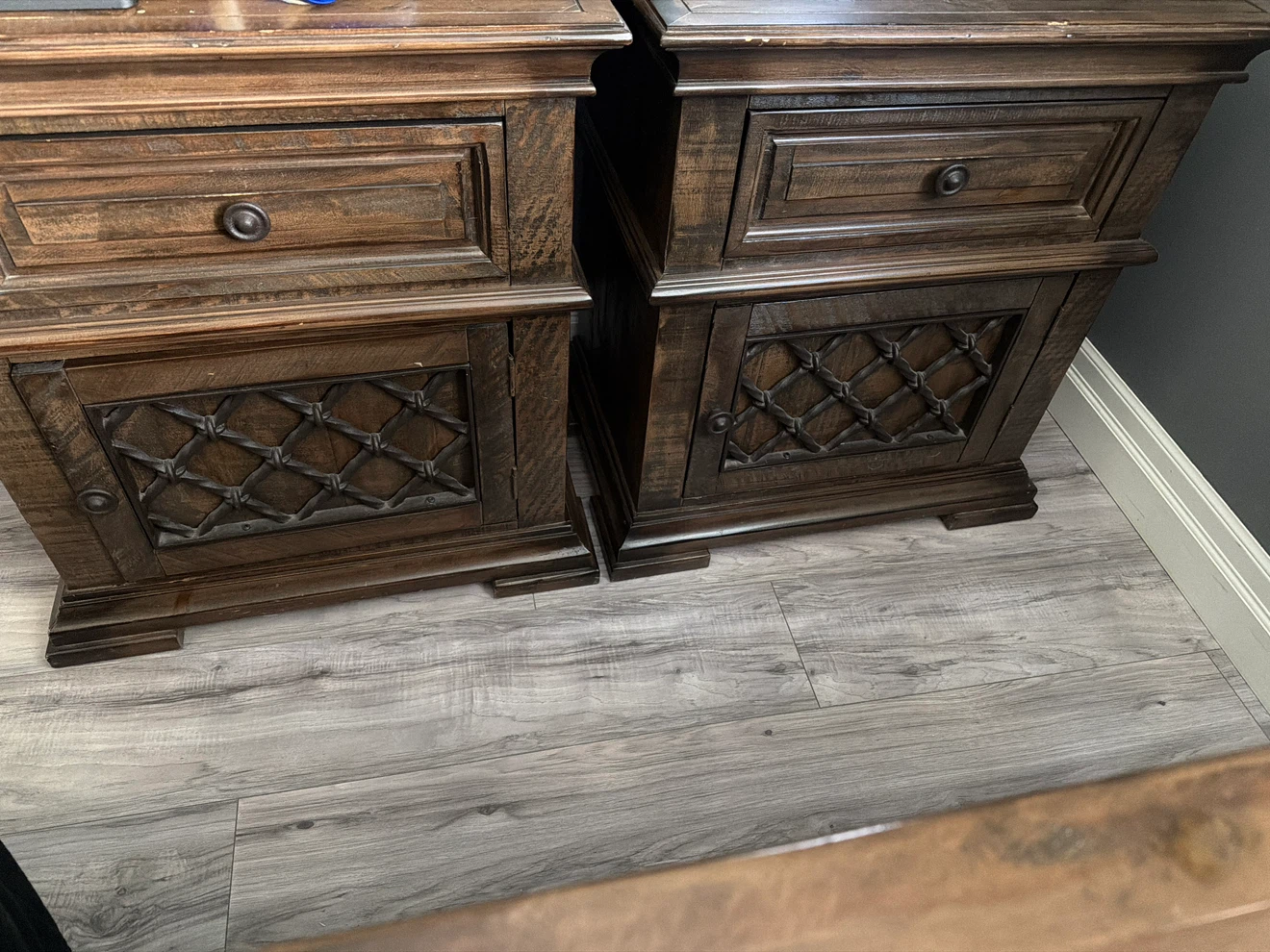 Wooden Bed Frame and Nightstands Set - photo 2