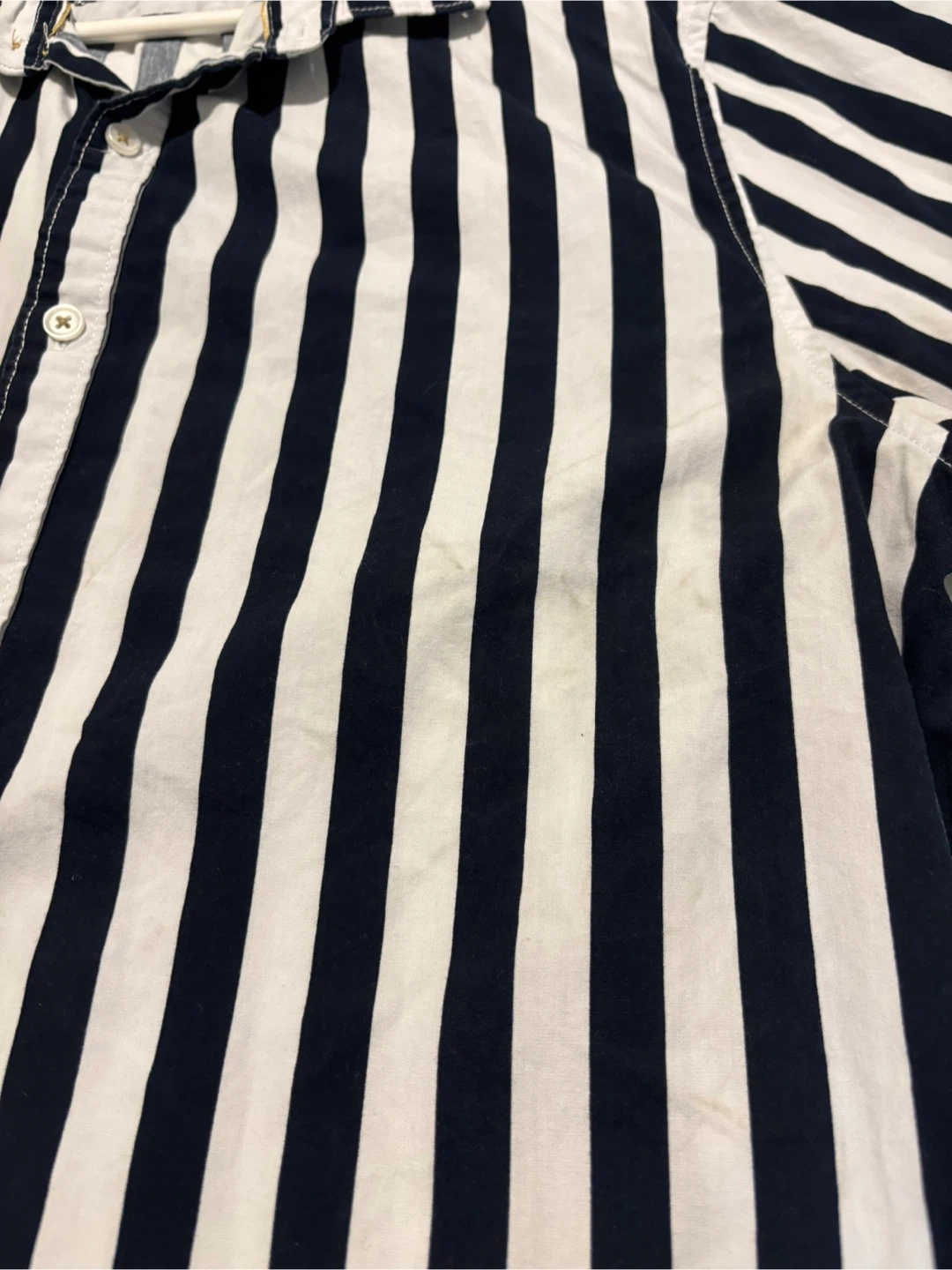 Denim & Flower Striped Short Sleeve Button Shirt - photo 3