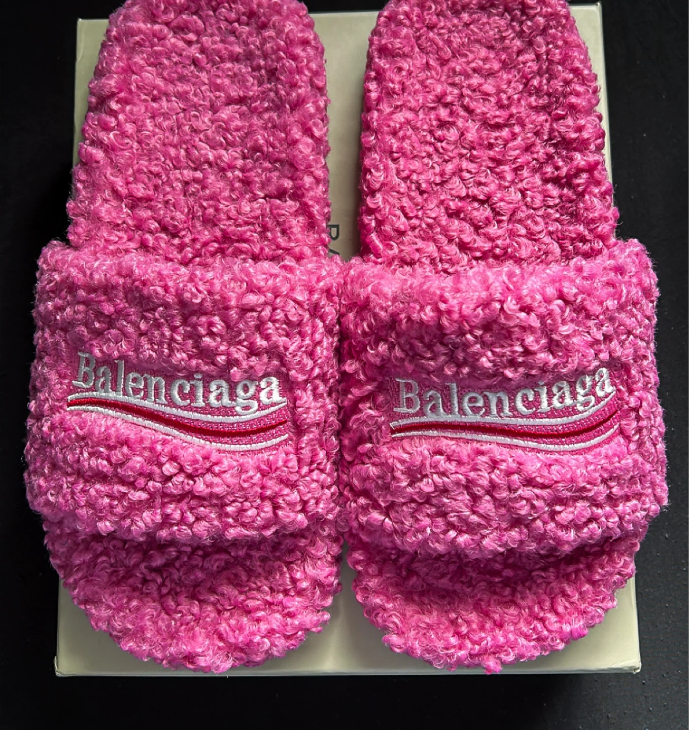Balenciaga Pink Fur Slides (Size 10)