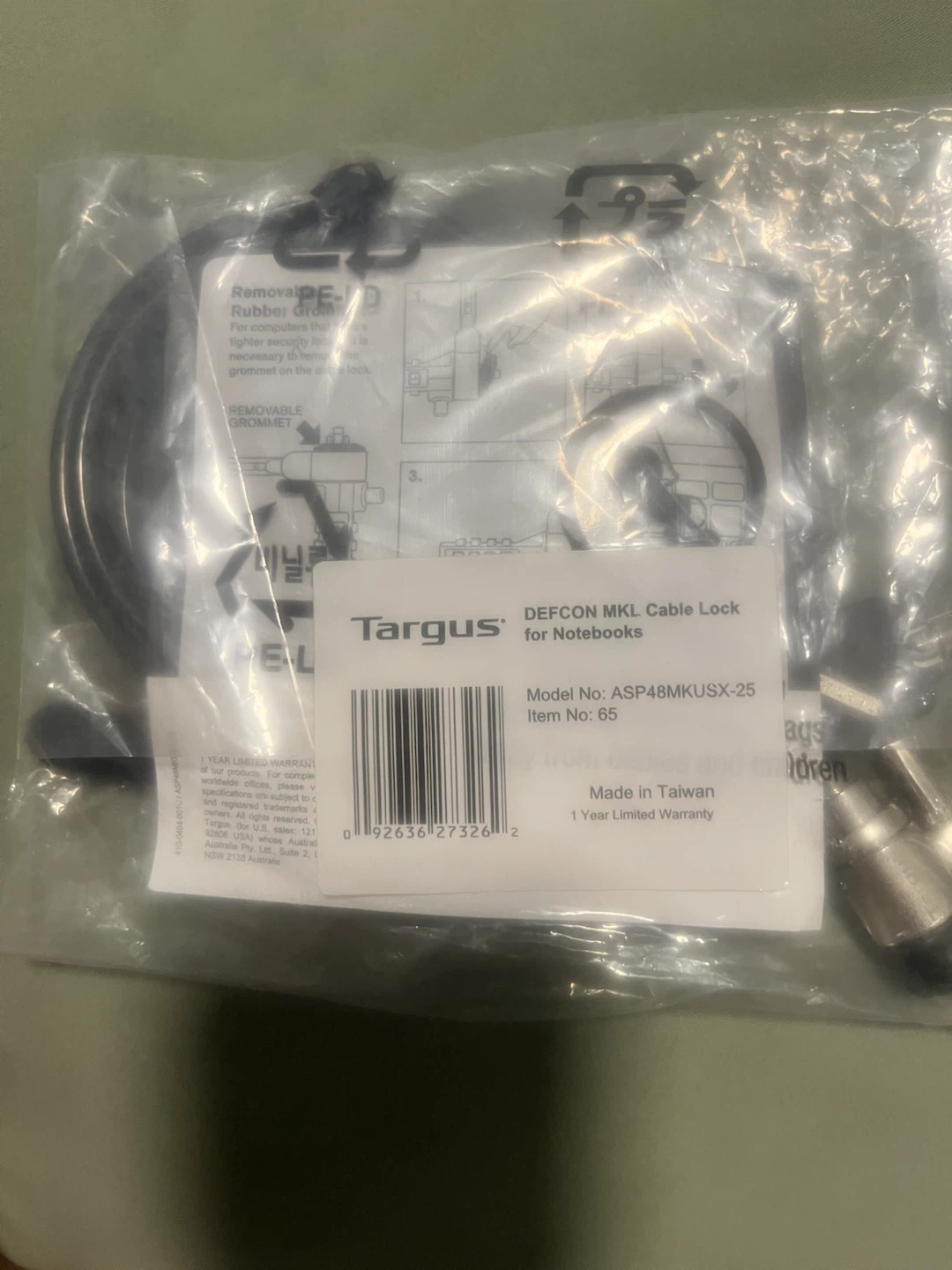 Targus DEFCON MKL Cable Lock for Notebooks