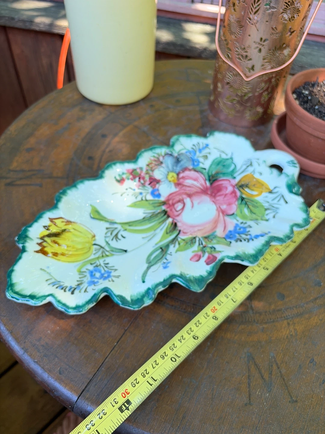 Vintage Hand-Painted Floral Ceramic Dish from Italy - photo 5