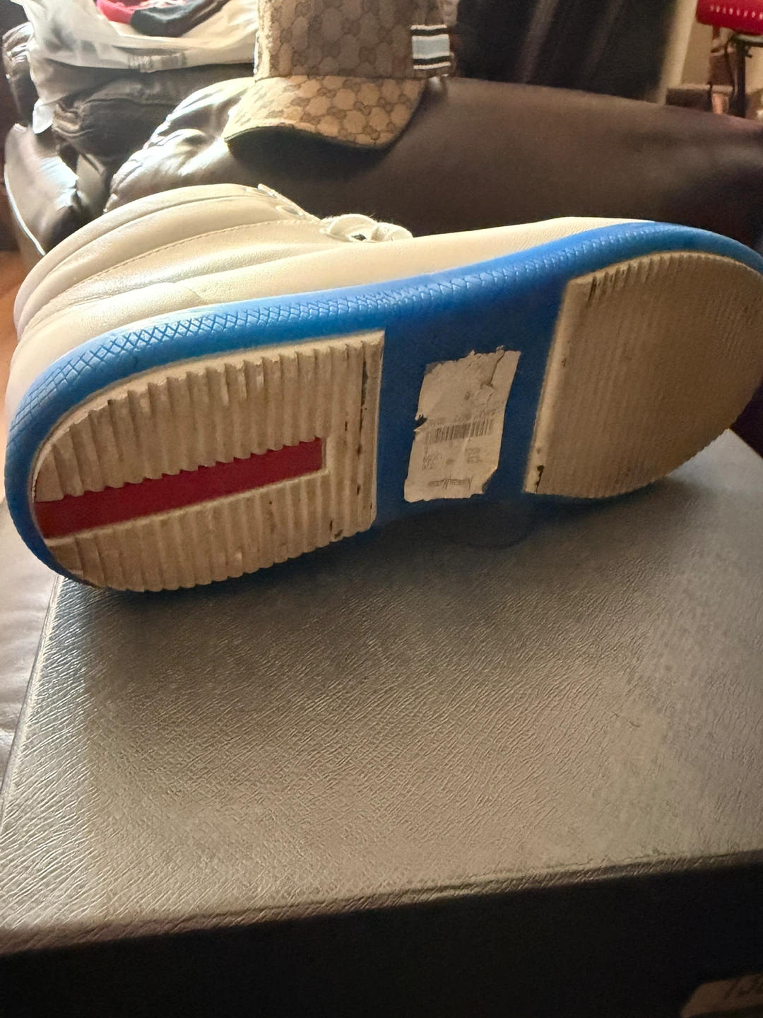 Prada High-Top Sneakers White/Blue Sole Men’s 8 US Like New - photo 4