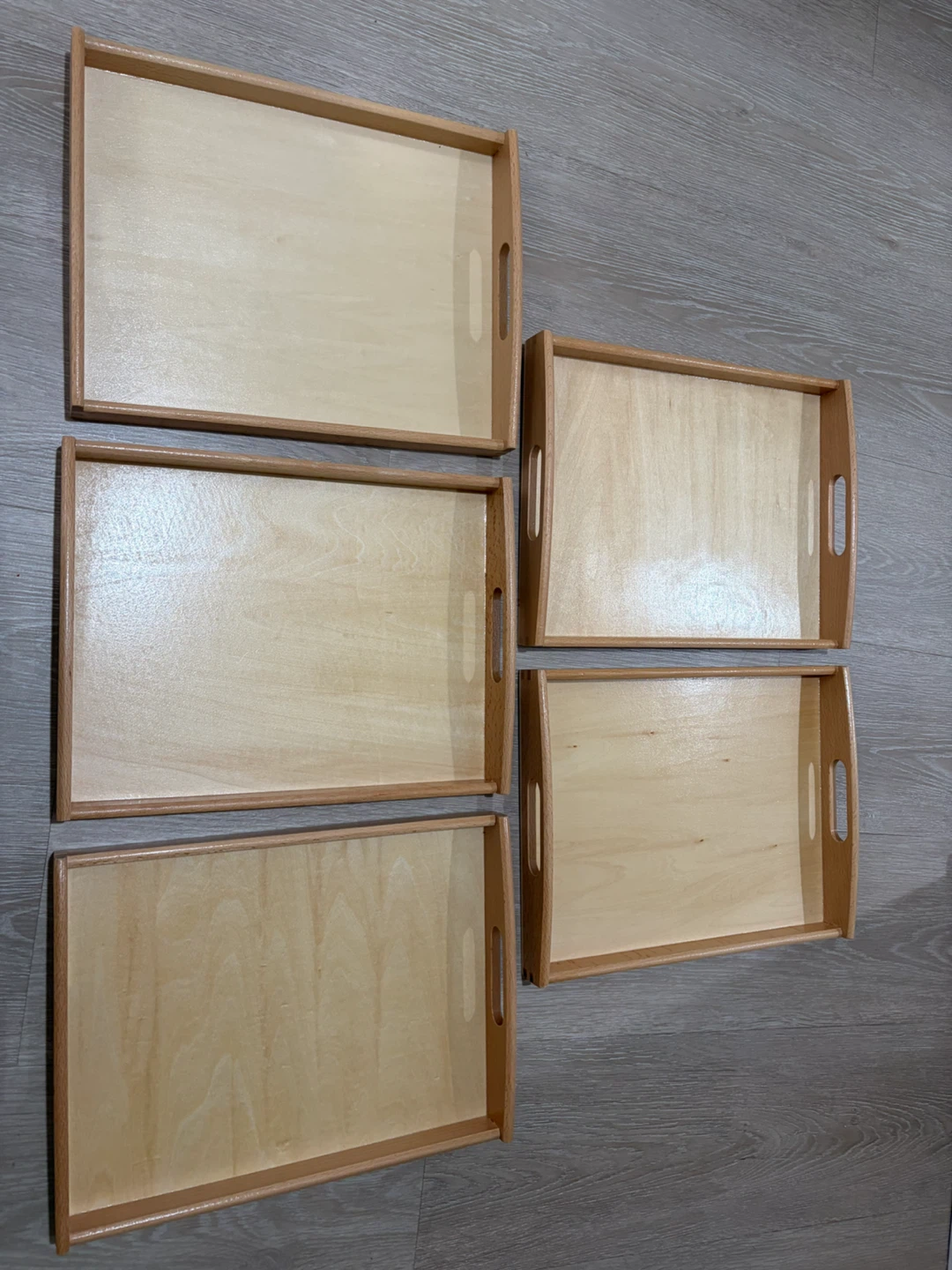 Set of 5 Montessori Wooden Trays - photo 2