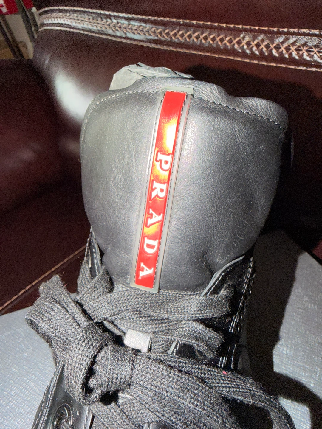 Prada Black Leather High Top Sneakers Men’s 9.5 US NIB - photo 2