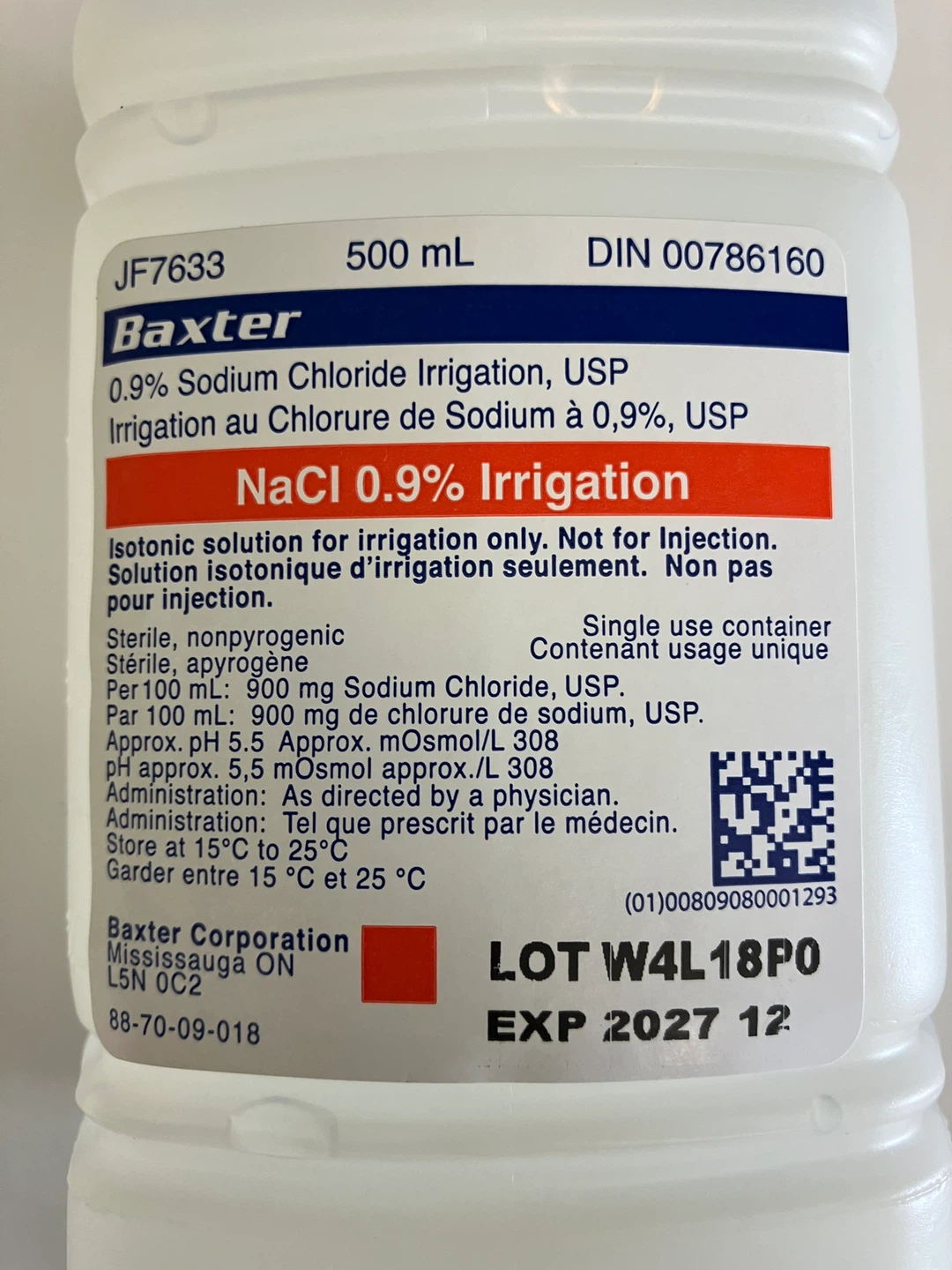 Baxter 500 mL NaCl 0.9% Irrigation Solution - photo 2