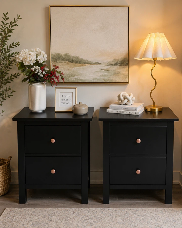 Pair of Black Nightstands