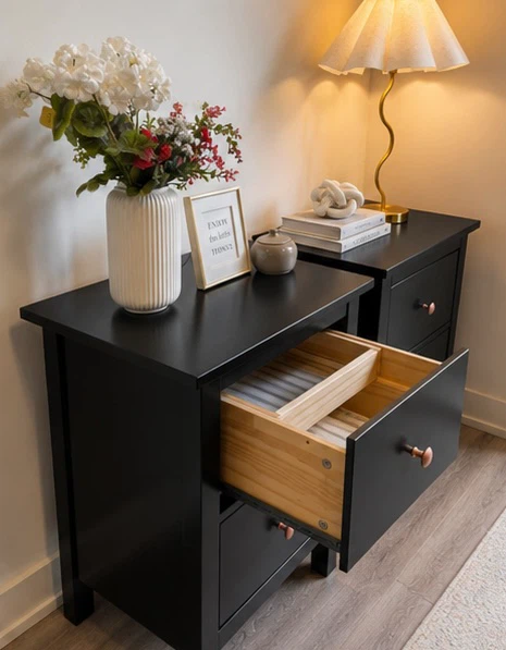Pair of Black Nightstands - photo 2