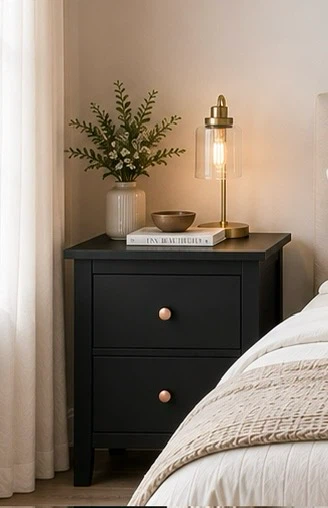 Pair of Black Nightstands - photo 3