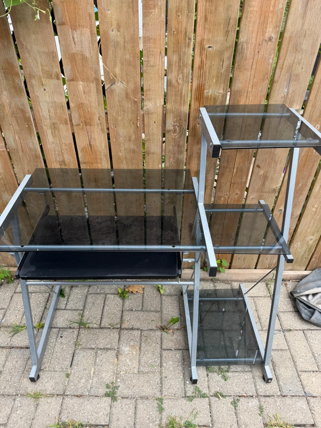Glass Computer Desk with Shelving
