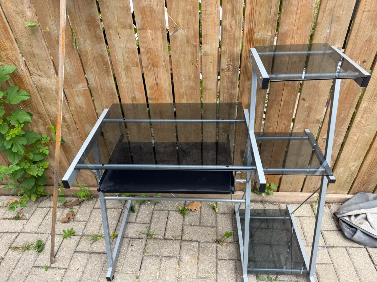Glass Computer Desk with Shelving - photo 2