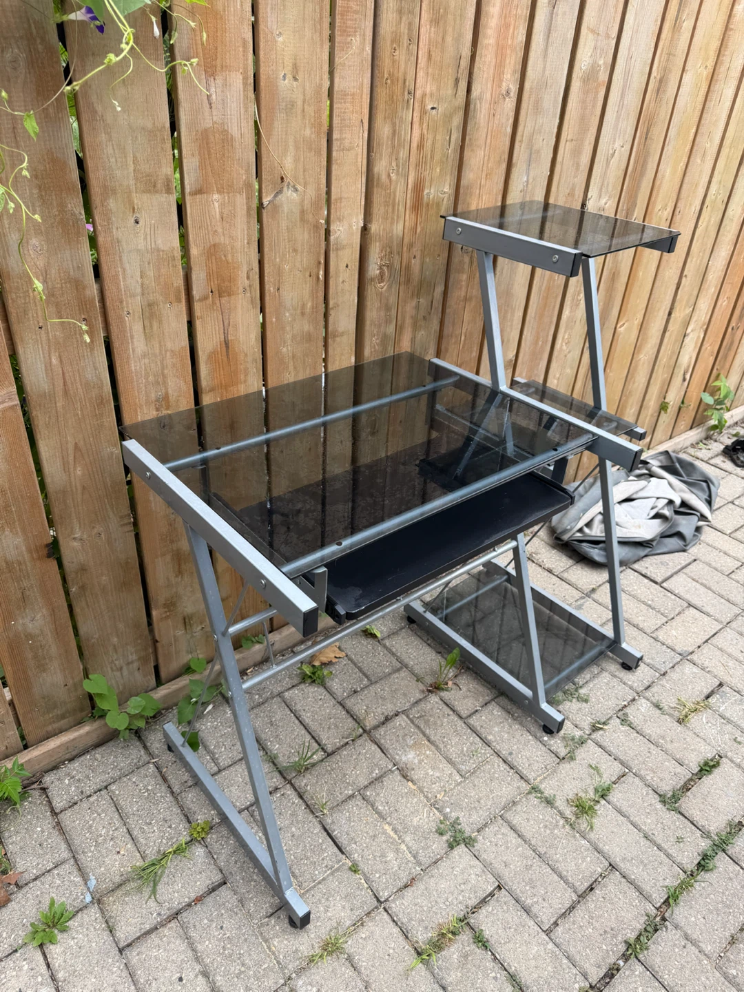 Glass Computer Desk with Shelving - photo 4