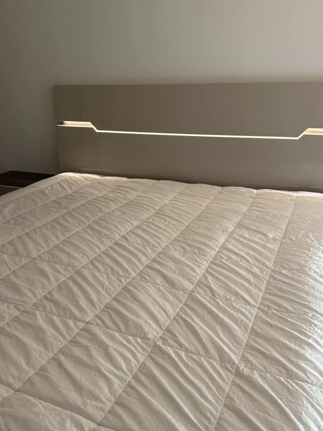Modern King bed and mattress + Two-Drawer Nightstand