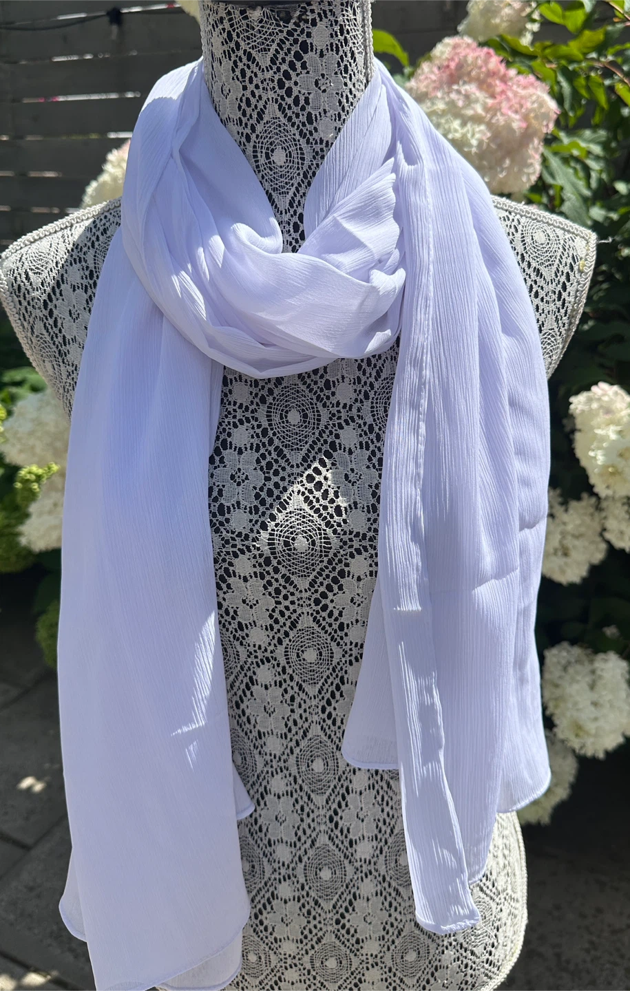 White Chiffon Crinkle Scarf - New - $3