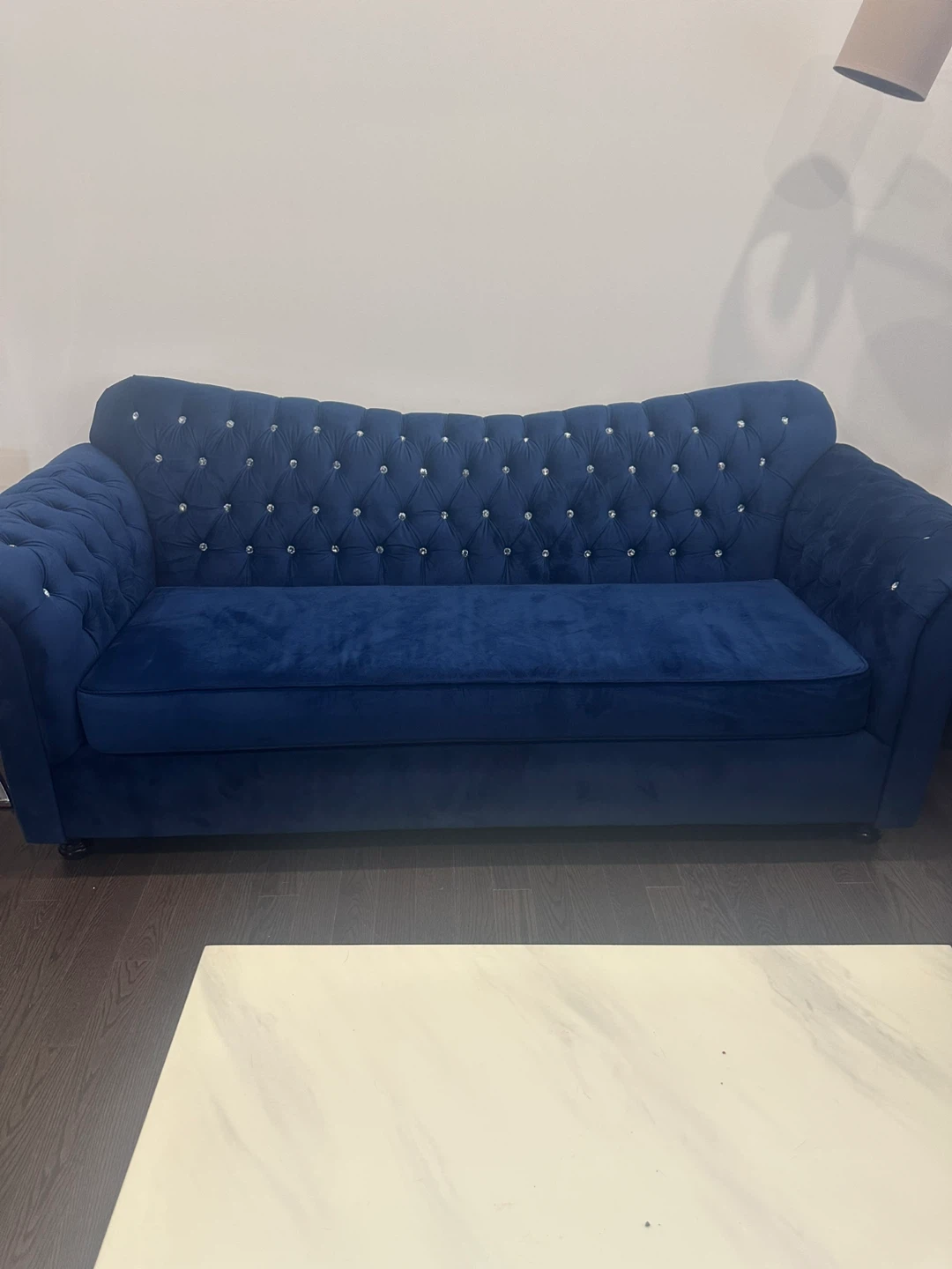 Blue Velvet Tufted Sofa