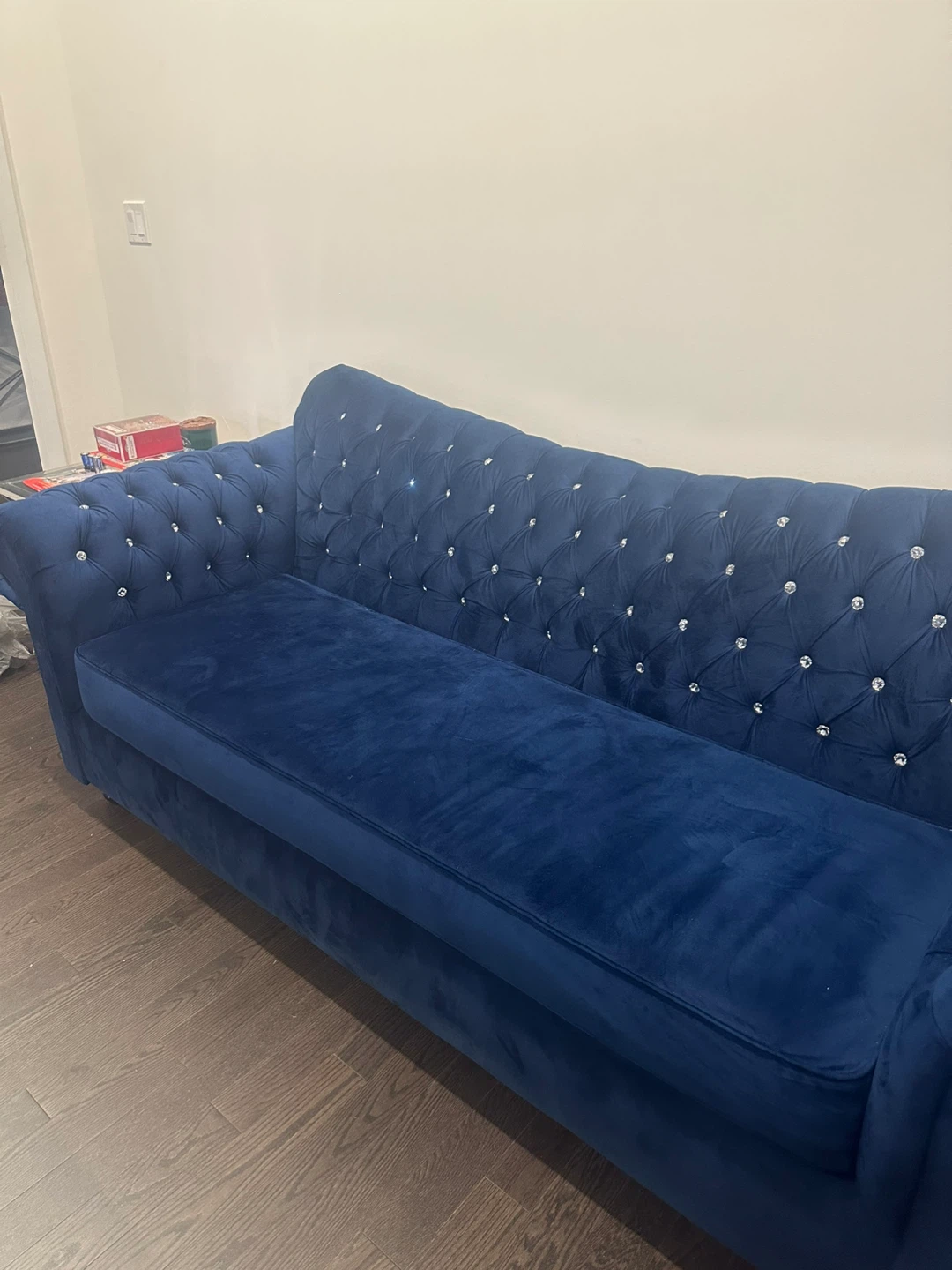 Blue Velvet Tufted Sofa - photo 3