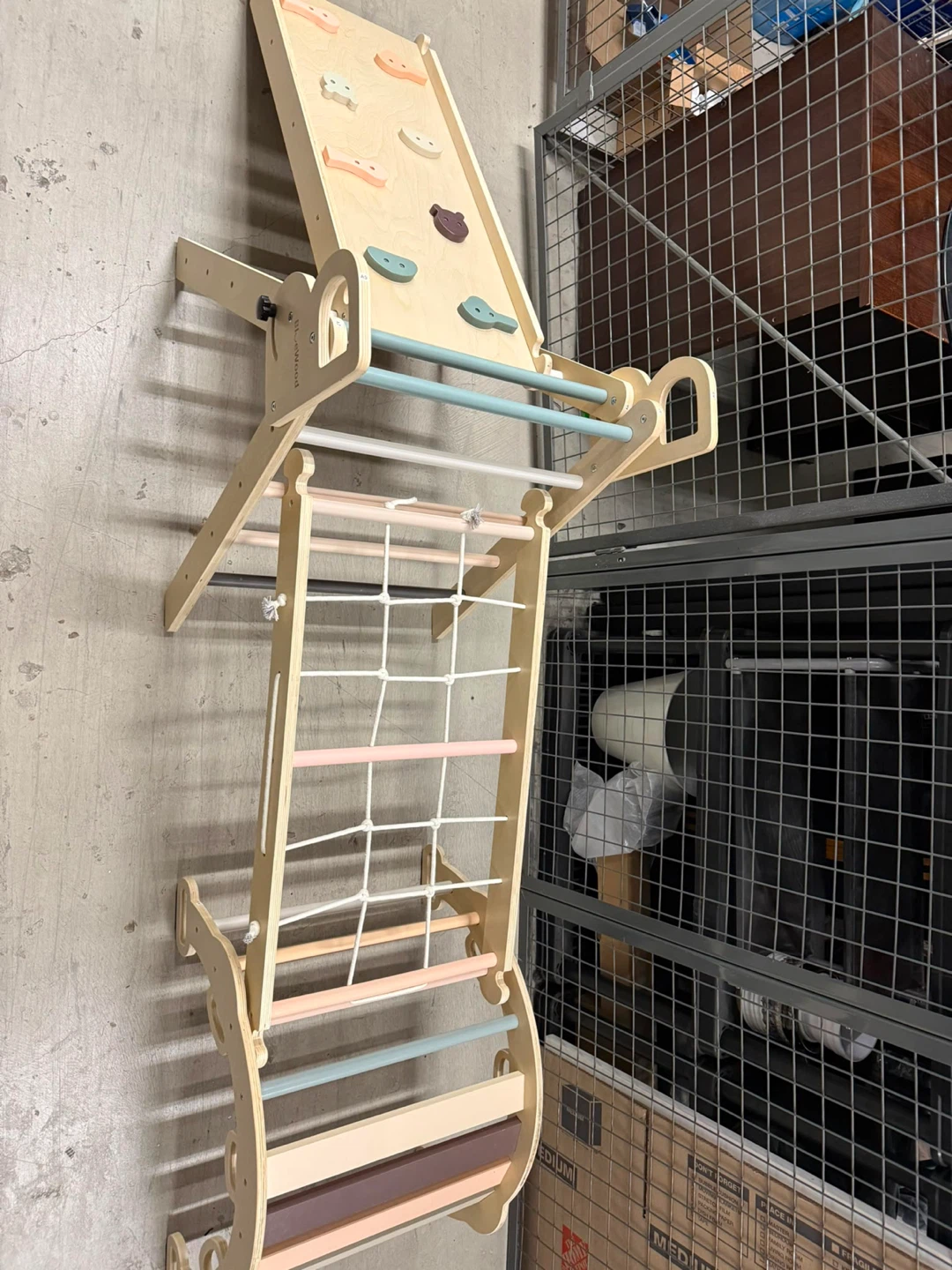 Wooden Pikler Triangle Climber with Slide and Rock Wall - photo 3