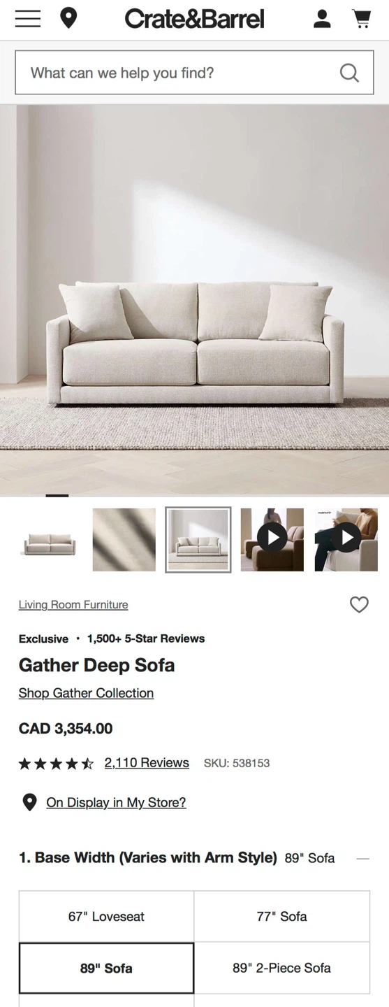 Crate & Barrel Gather Deep Sofa 89" - photo 2