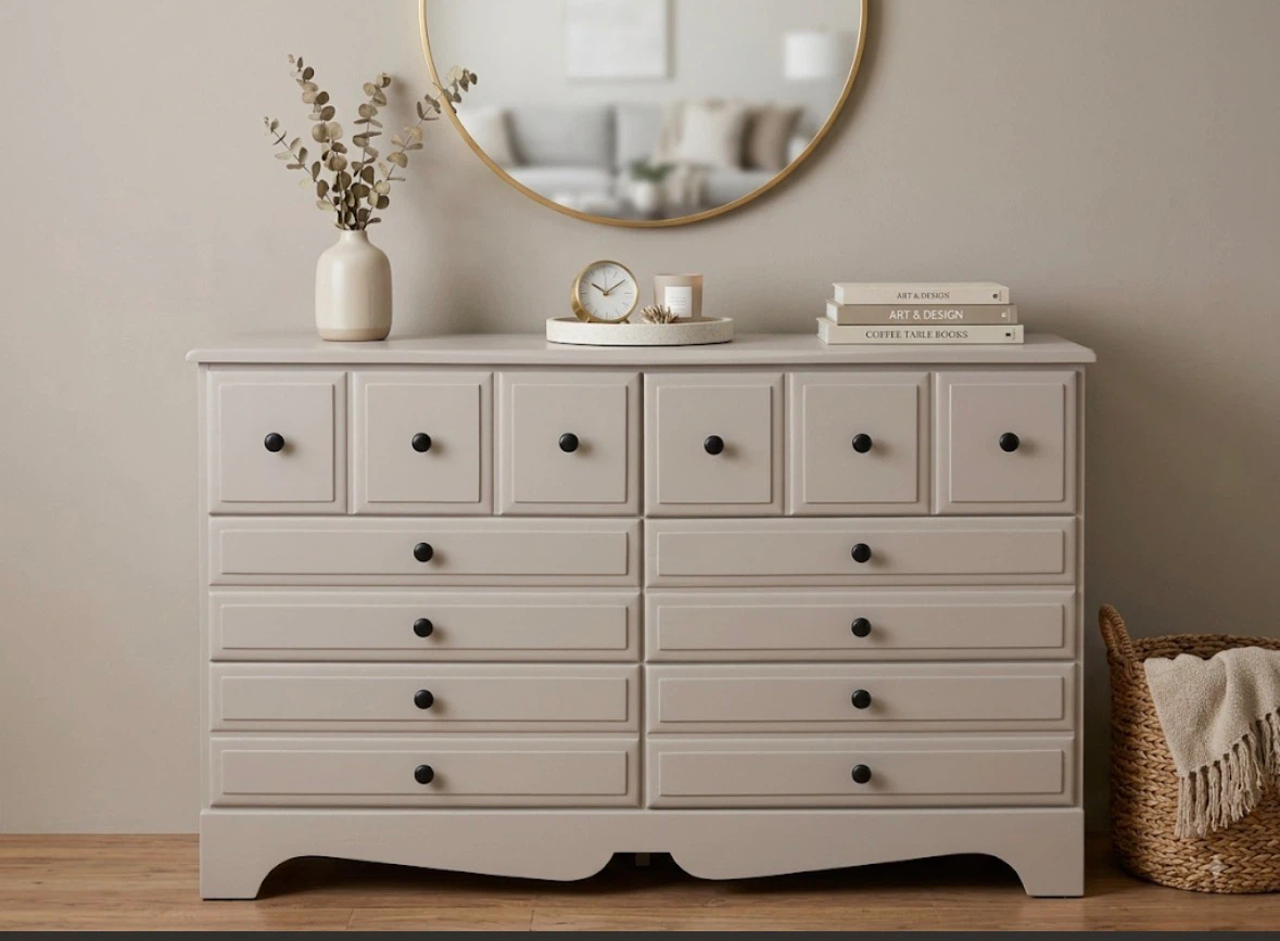 Grey solid wood Dresser