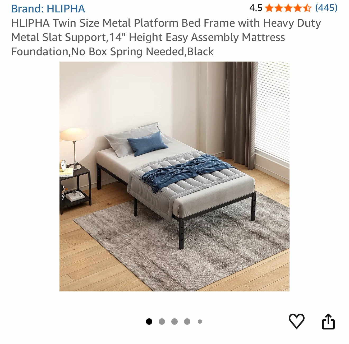 HLIPHA Twin Size Metal Platform Bed Frame - photo 3