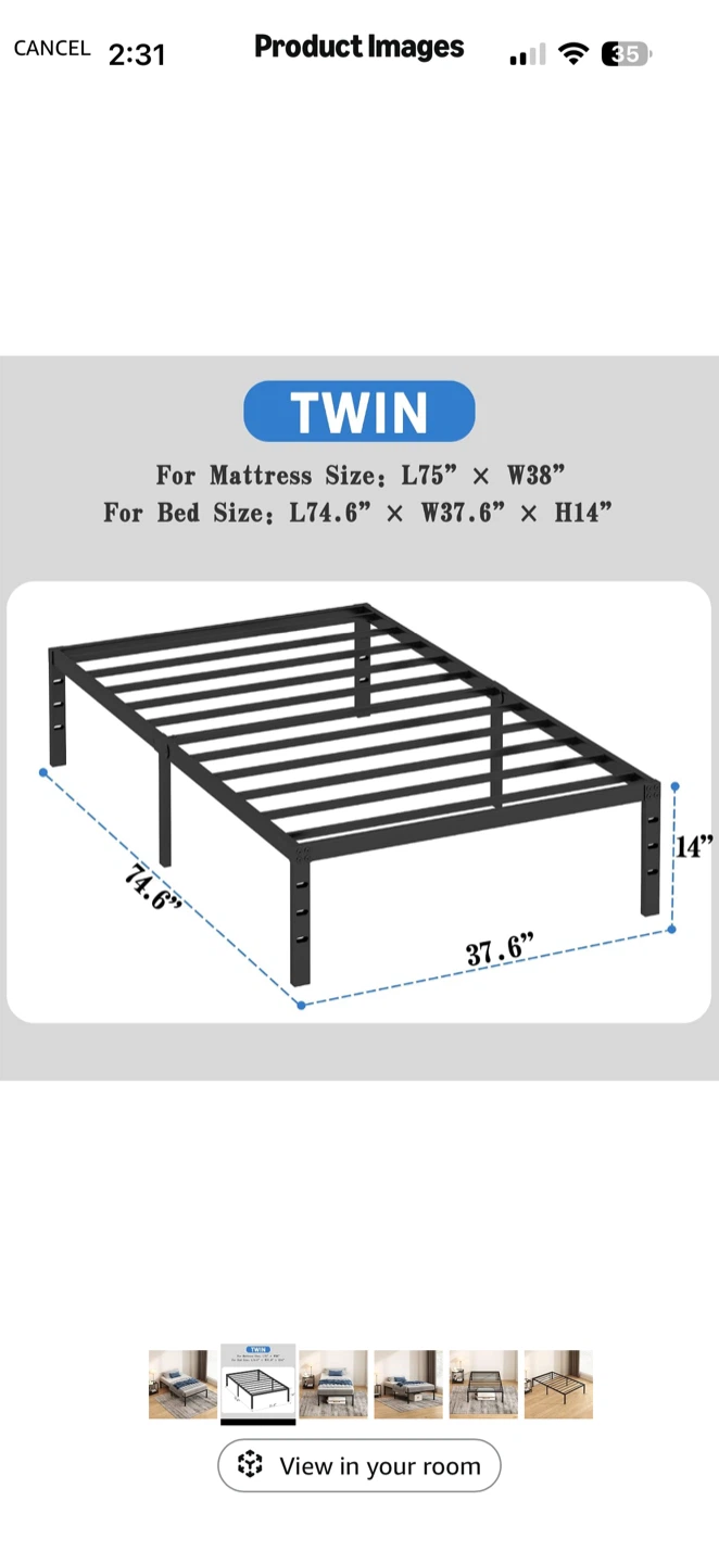 HLIPHA Twin Size Metal Platform Bed Frame - photo 4