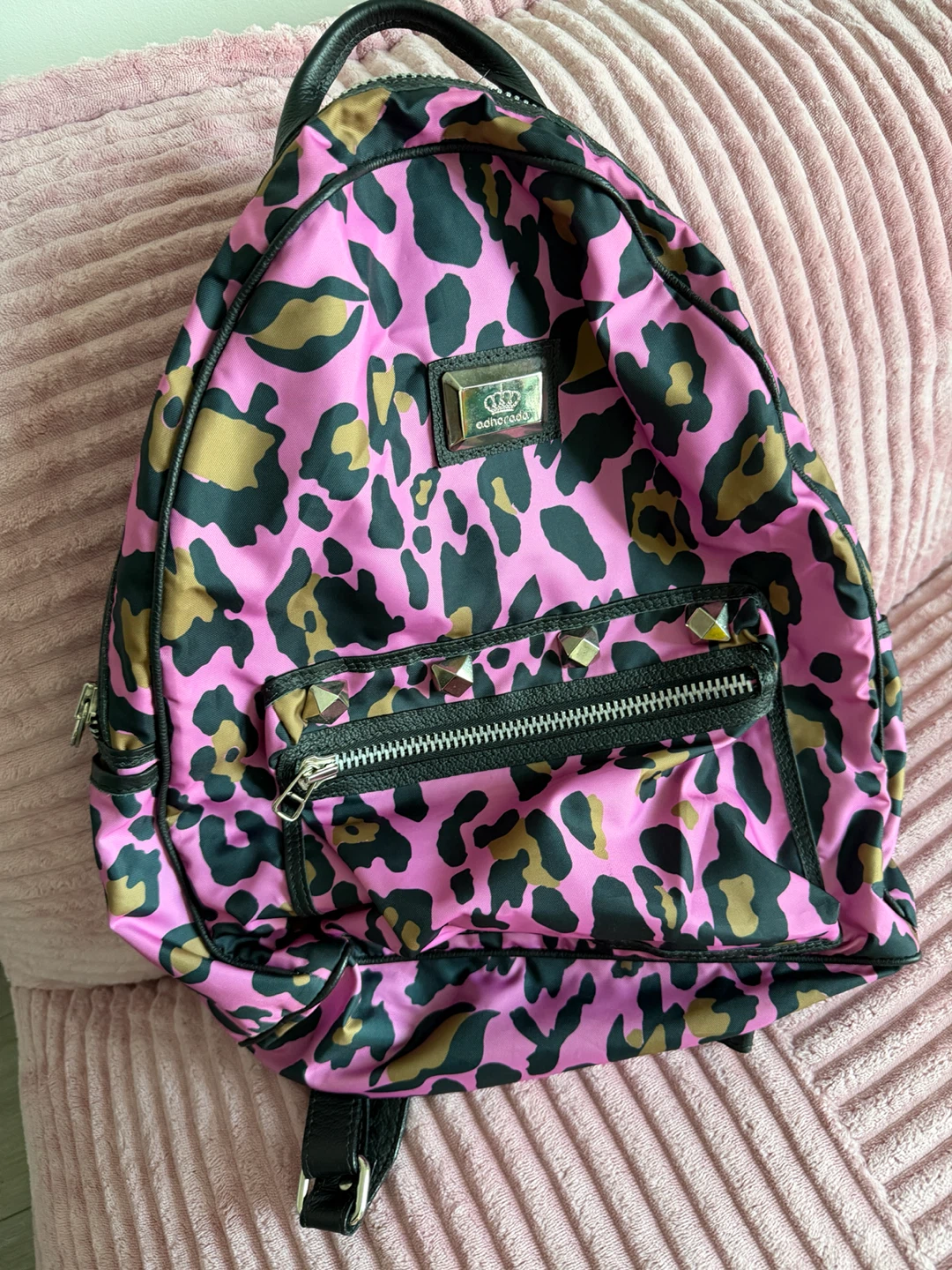 Adorada Pink Leopard Print Backpack