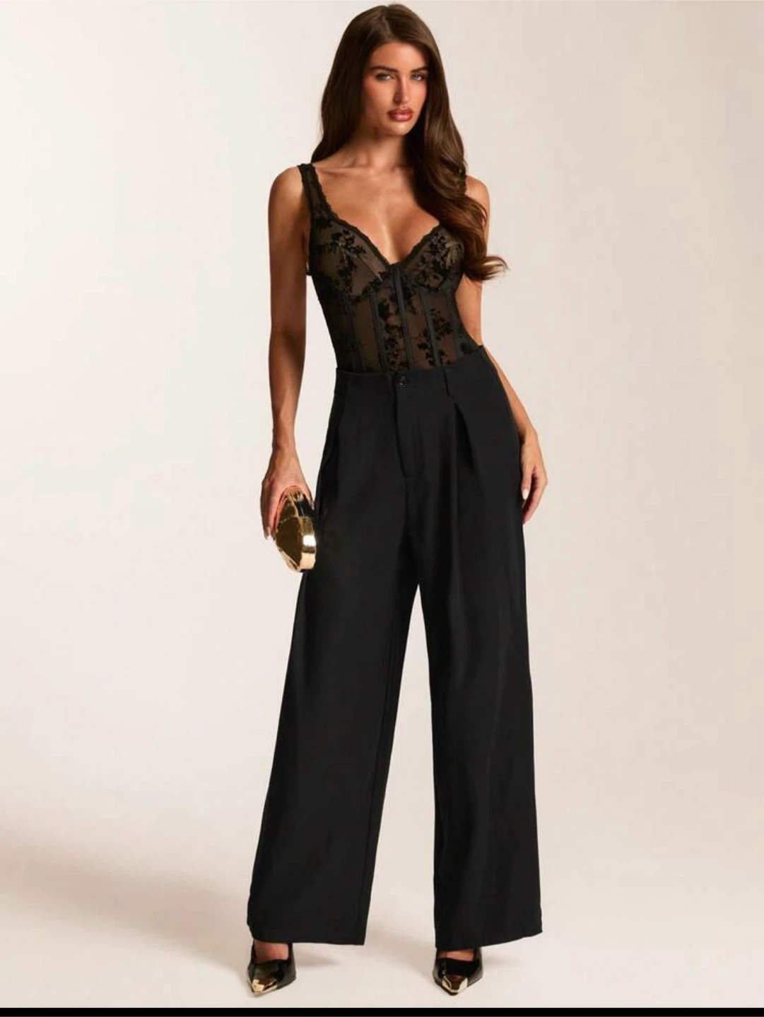 Black Floral Lace Bodysuit - photo 4